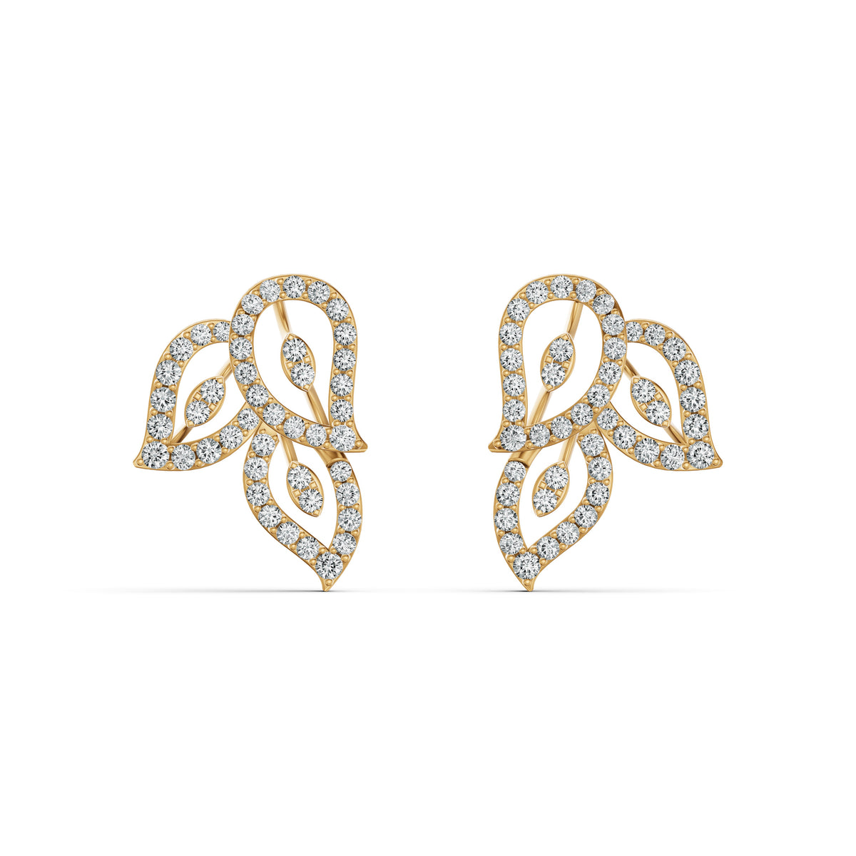 Leaf Weave Diamond Stud Earrings