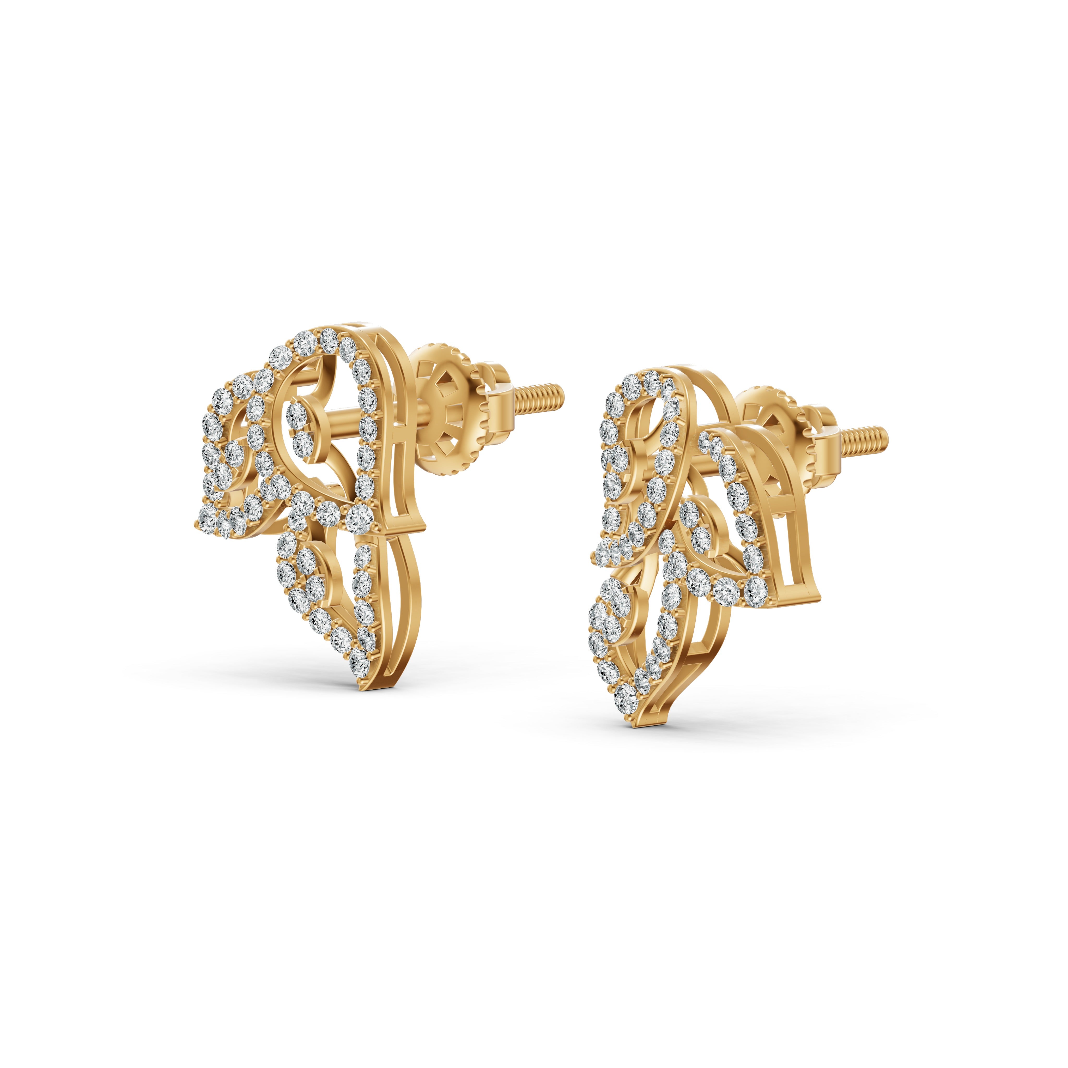 Leaf Weave Diamond Stud Earrings