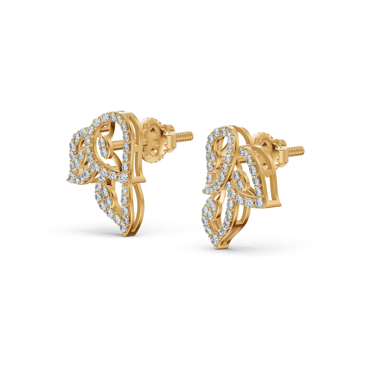 Leaf Weave Diamond Stud Earrings