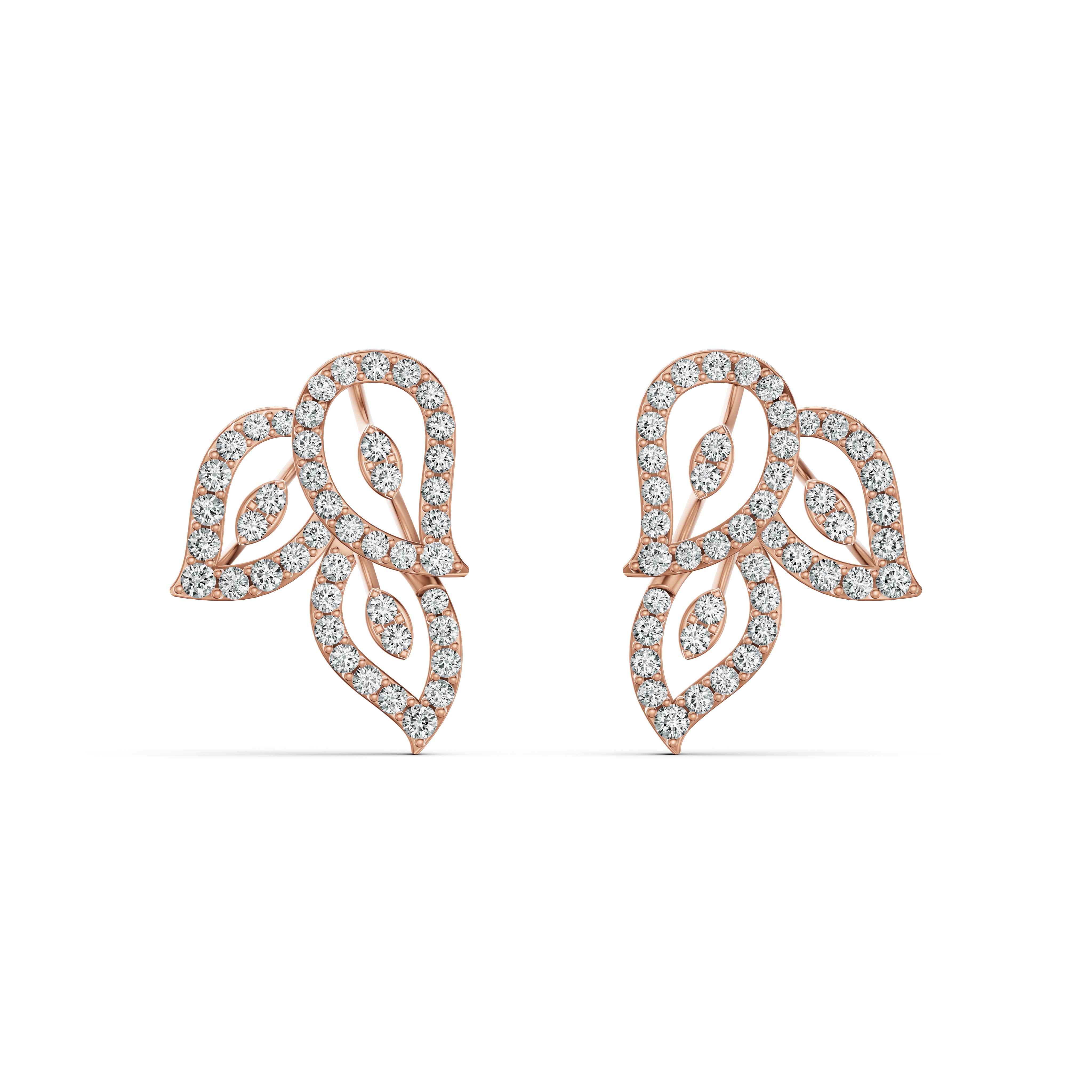 Leaf Weave Diamond Stud Earrings