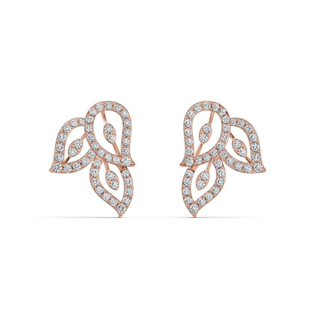 Leaf Weave Diamond Stud Earrings