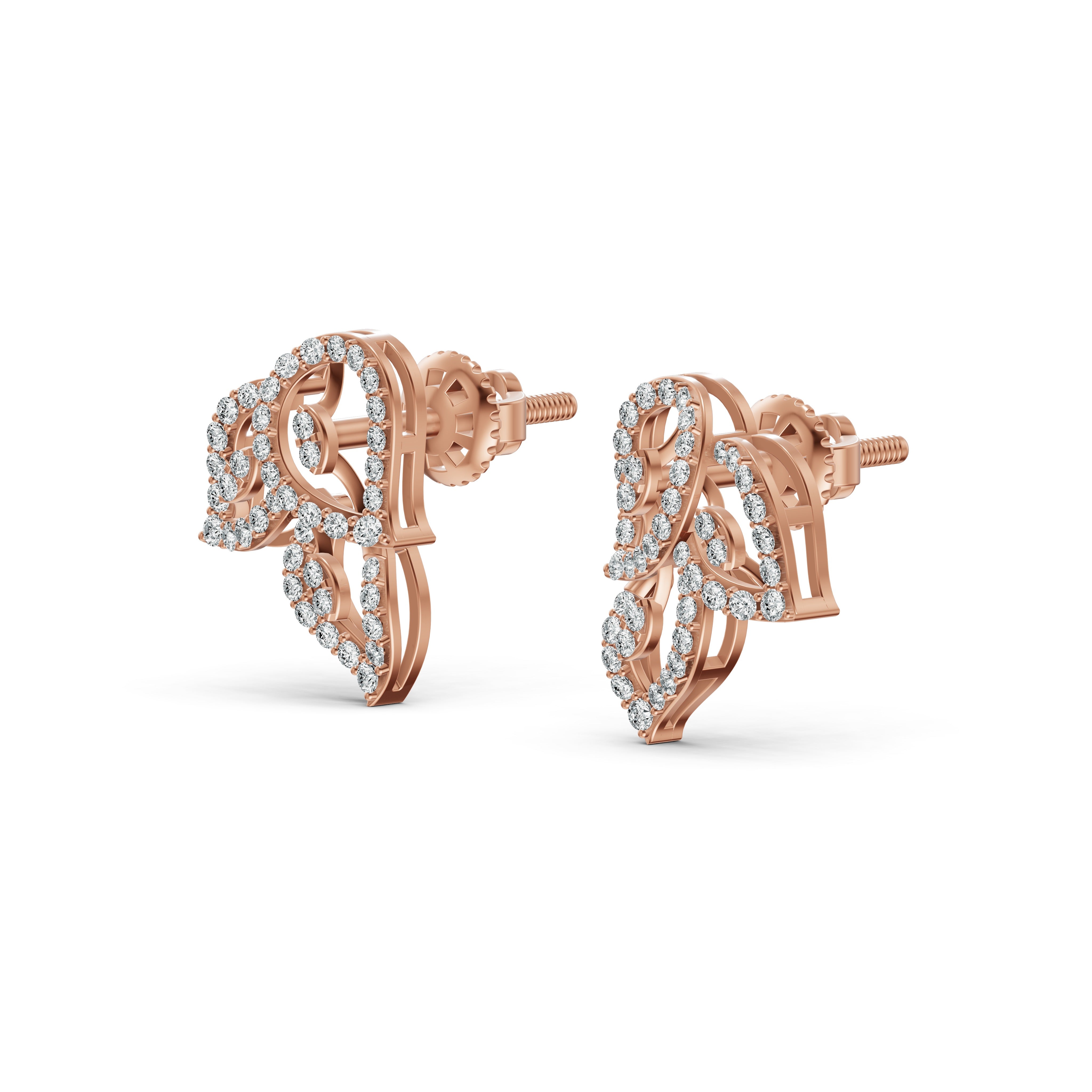 Leaf Weave Diamond Stud Earrings