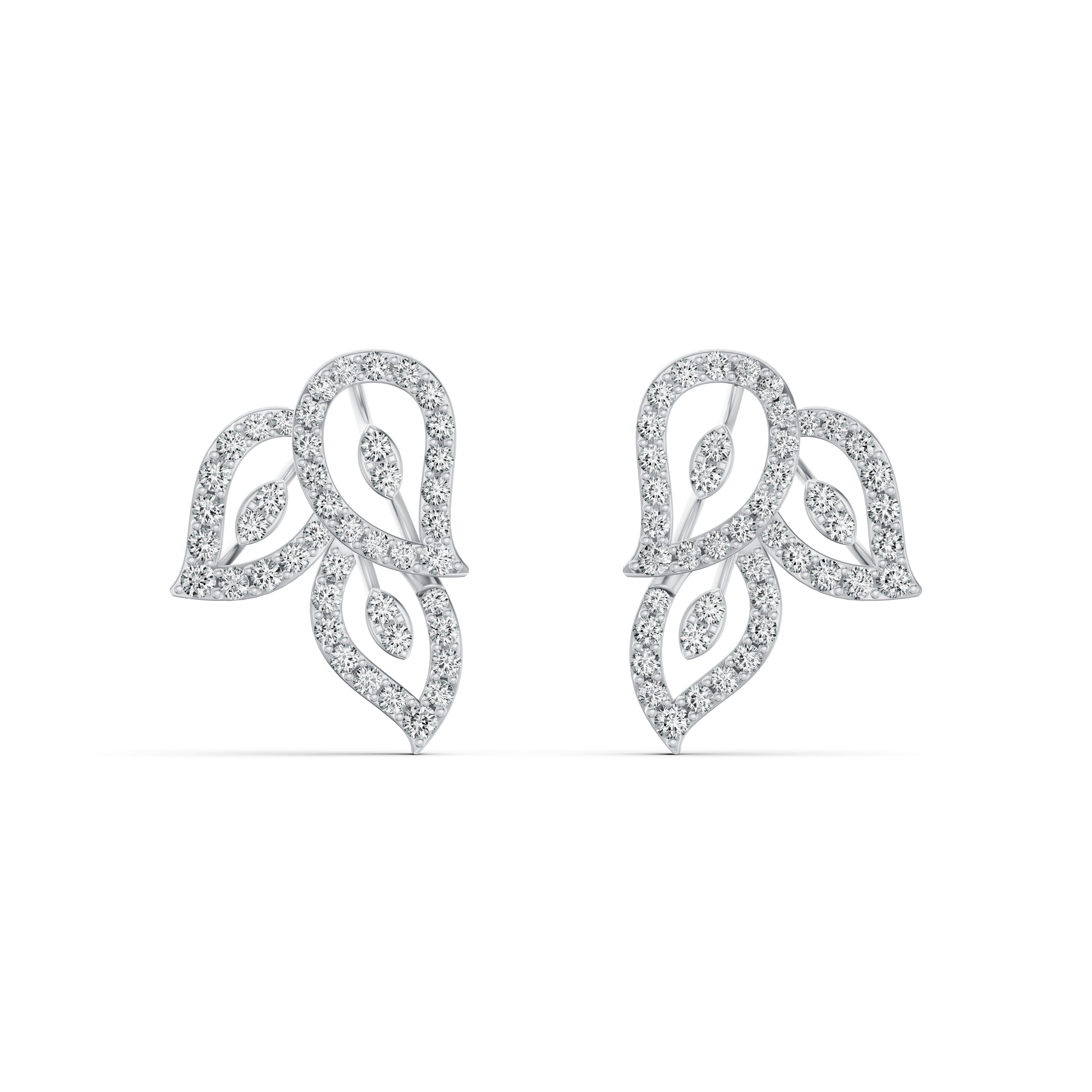 Leaf Weave Diamond Stud Earrings