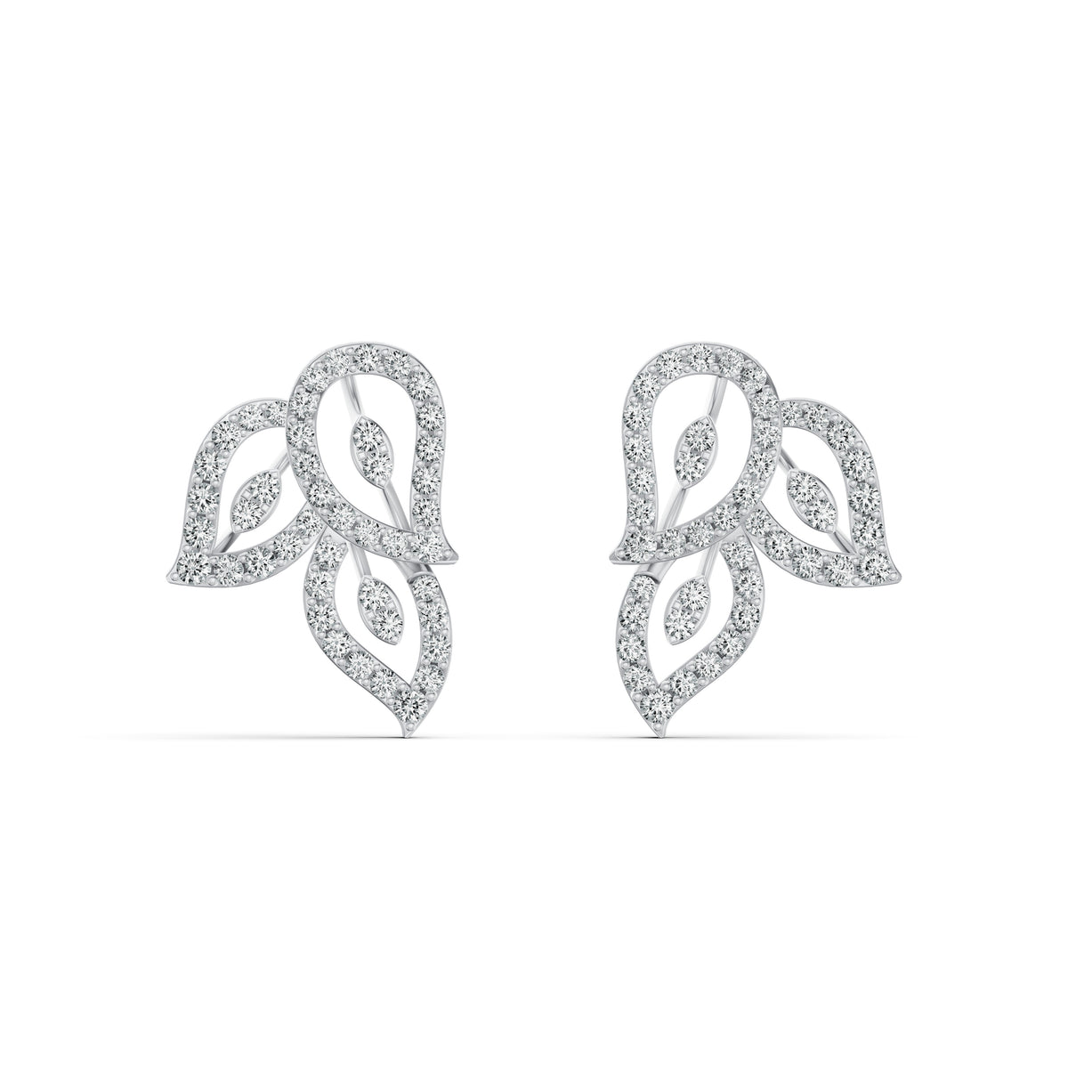 Leaf Weave Diamond Stud Earrings