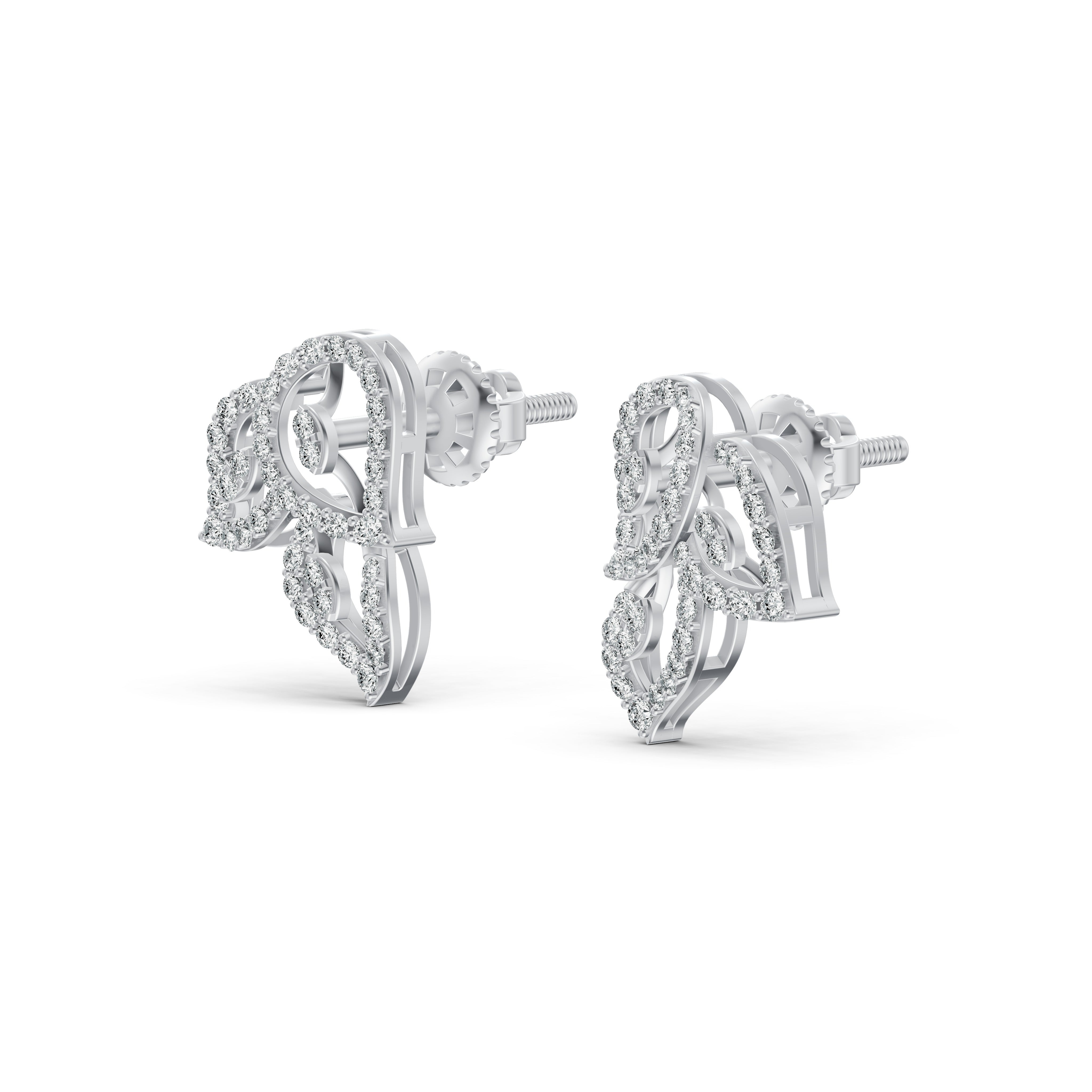 Leaf Weave Diamond Stud Earrings