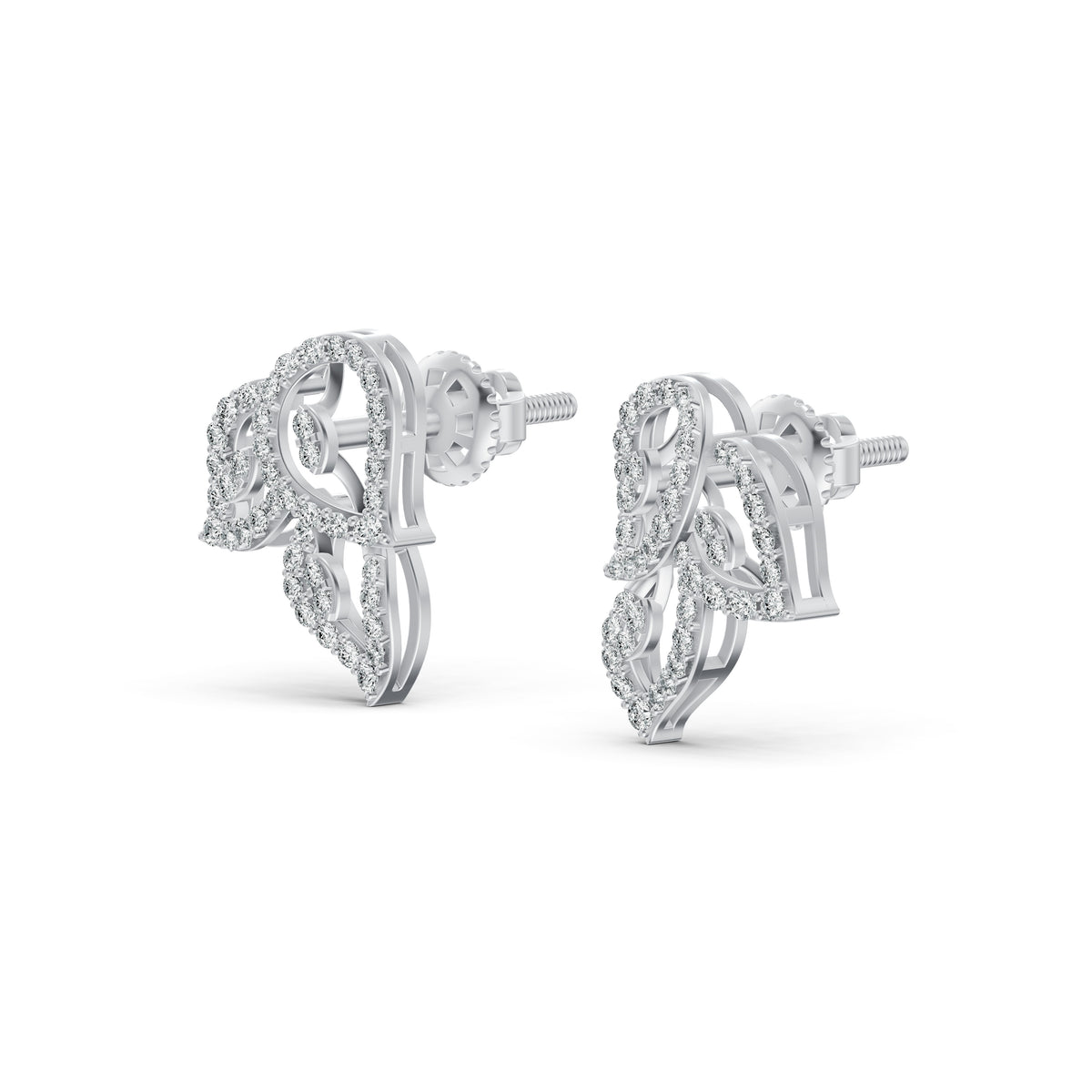 Leaf Weave Diamond Stud Earrings