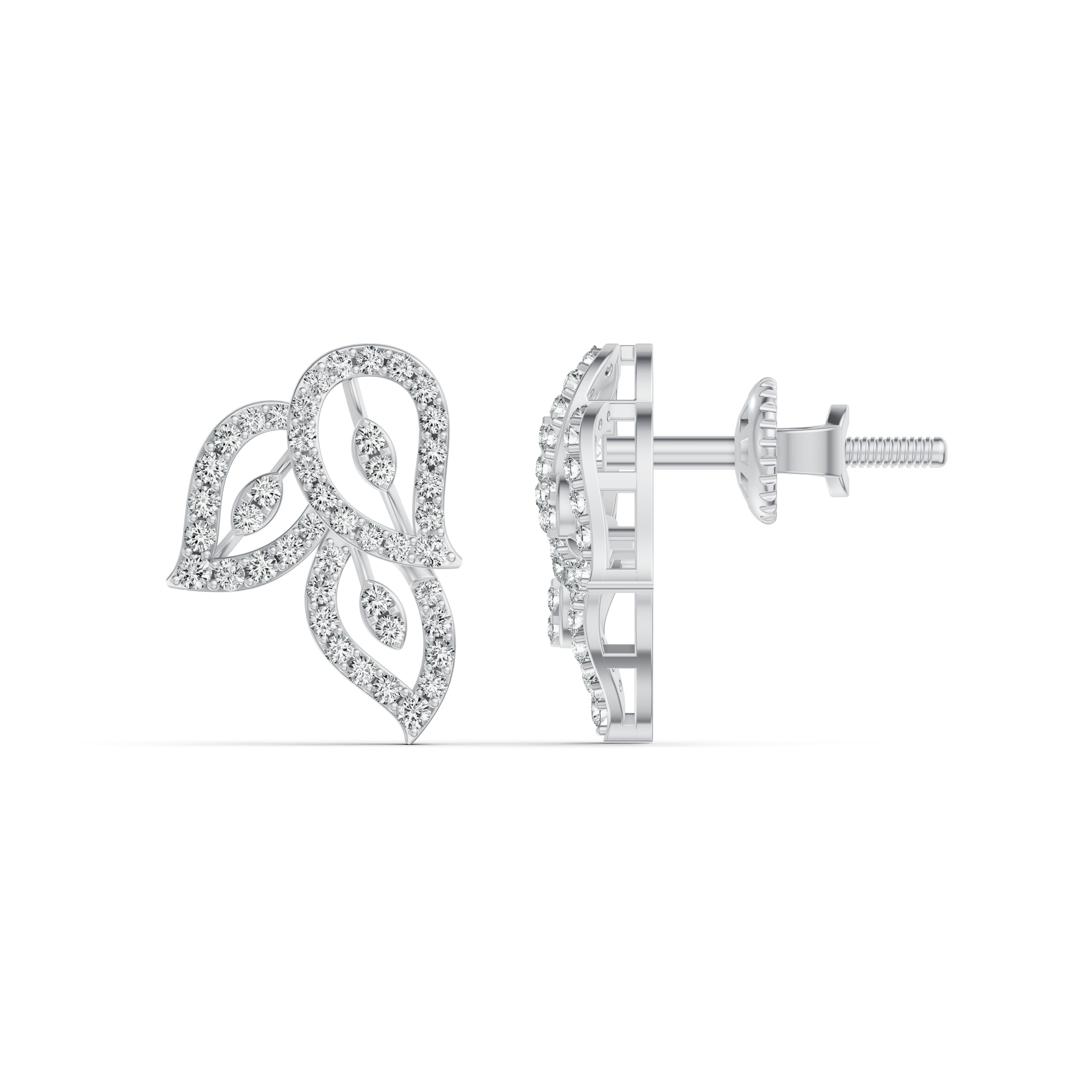 Leaf Weave Diamond Stud Earrings