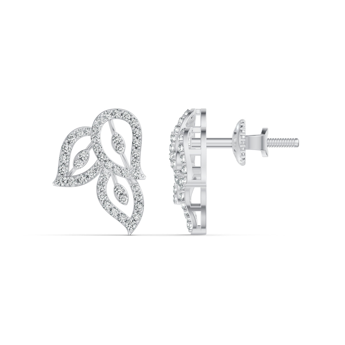 Leaf Weave Diamond Stud Earrings