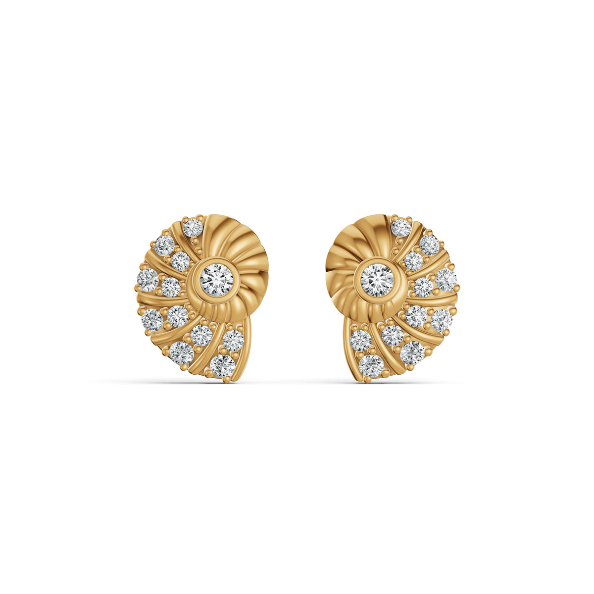 Conch Shell Diamond Stud Earrings