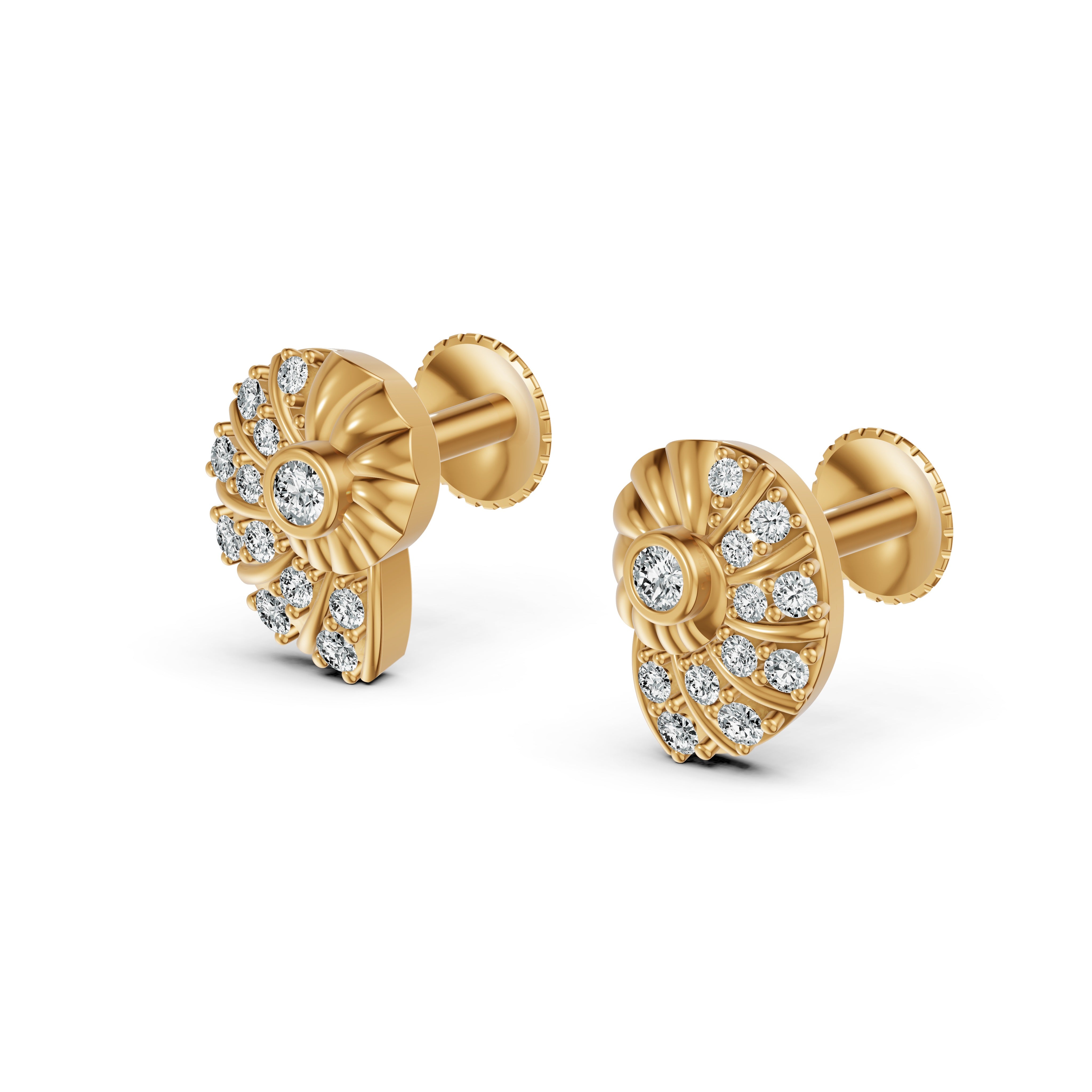 Conch Shell Diamond Stud Earrings
