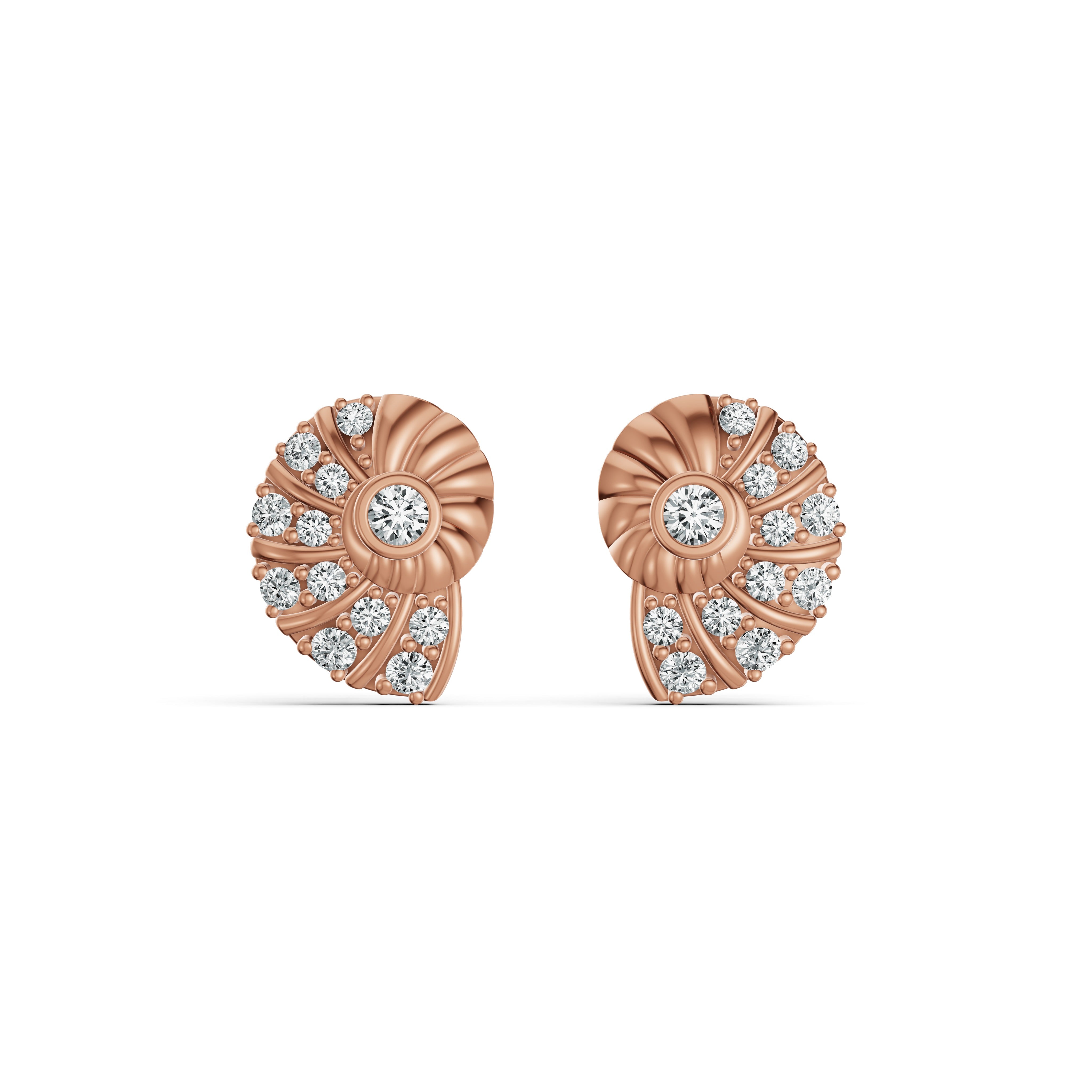 Conch Shell Diamond Stud Earrings
