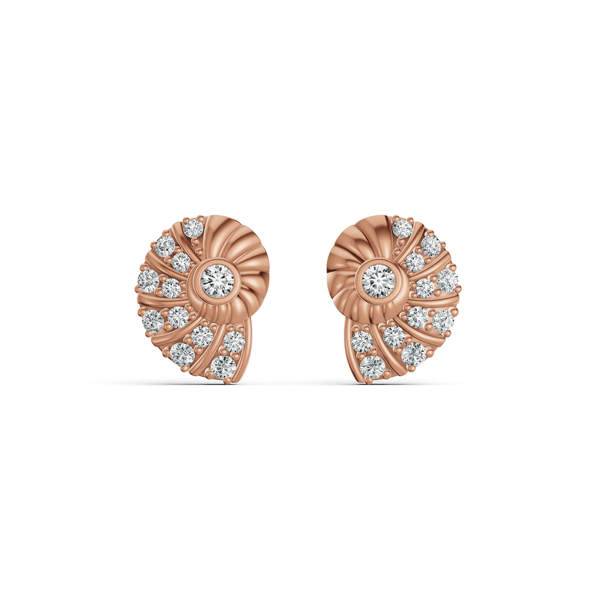 Conch Shell Diamond Stud Earrings