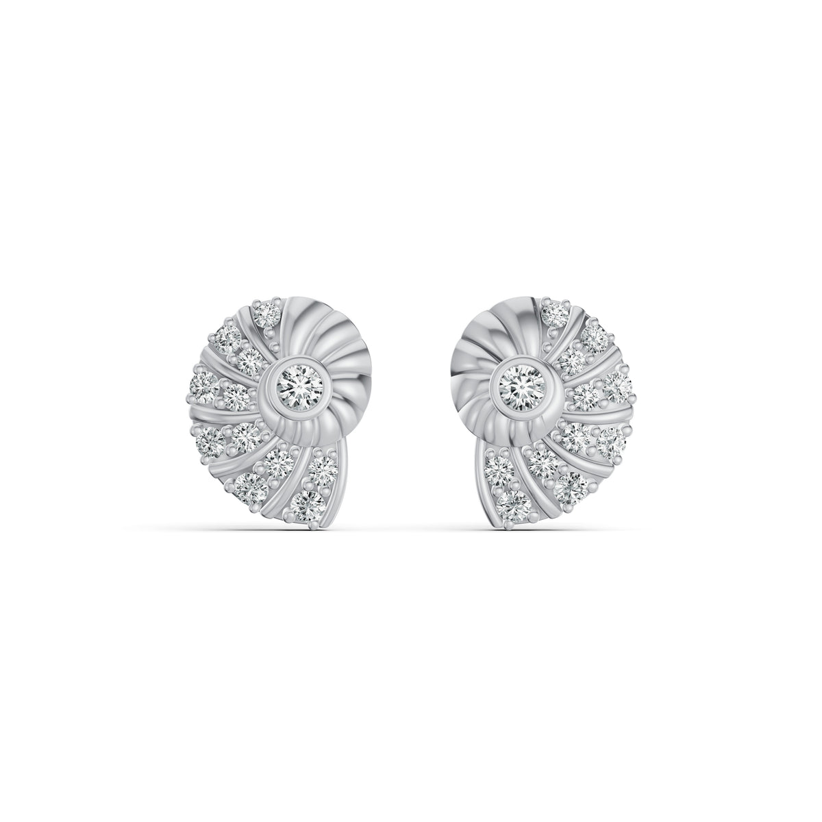 Conch Shell Diamond Stud Earrings