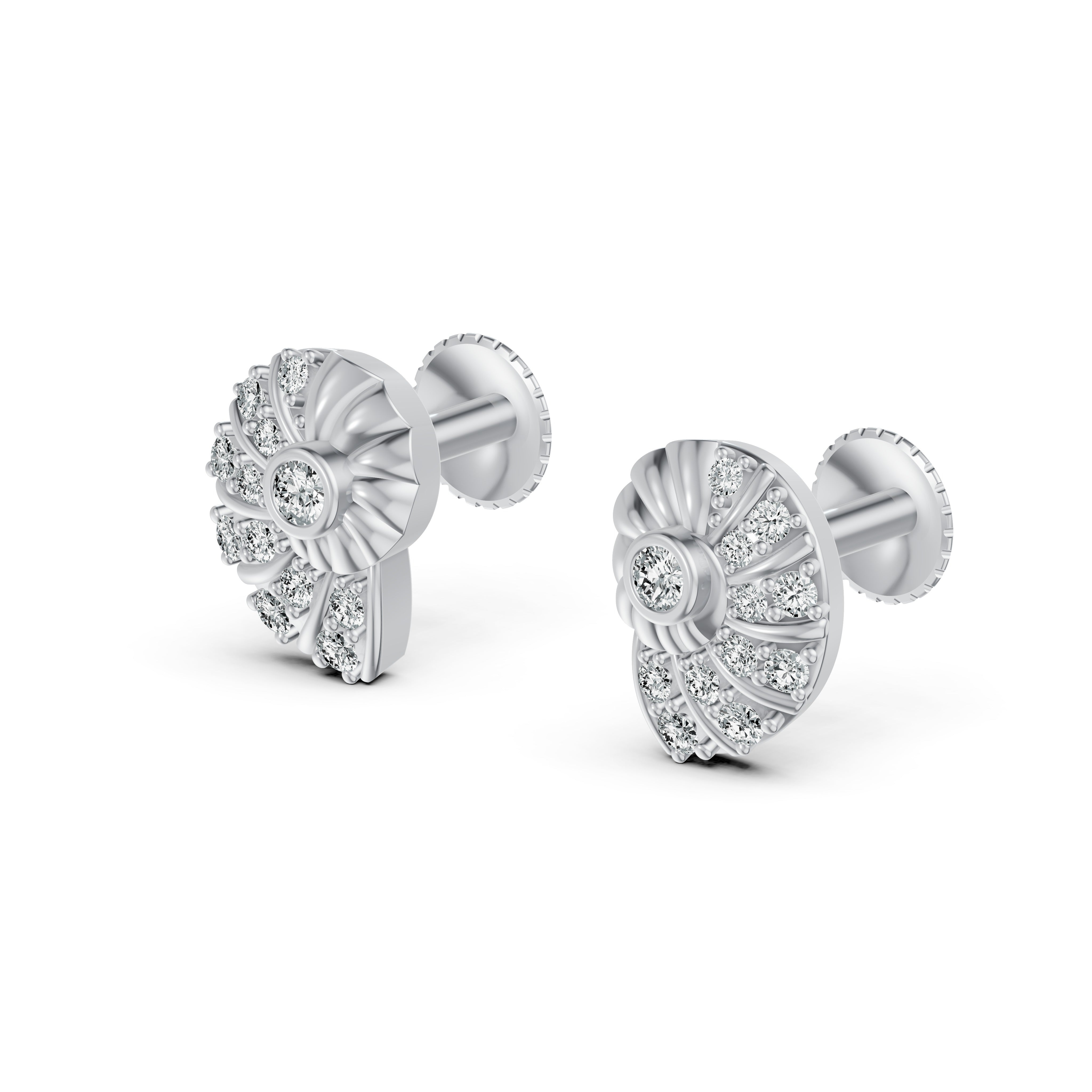 Conch Shell Diamond Stud Earrings