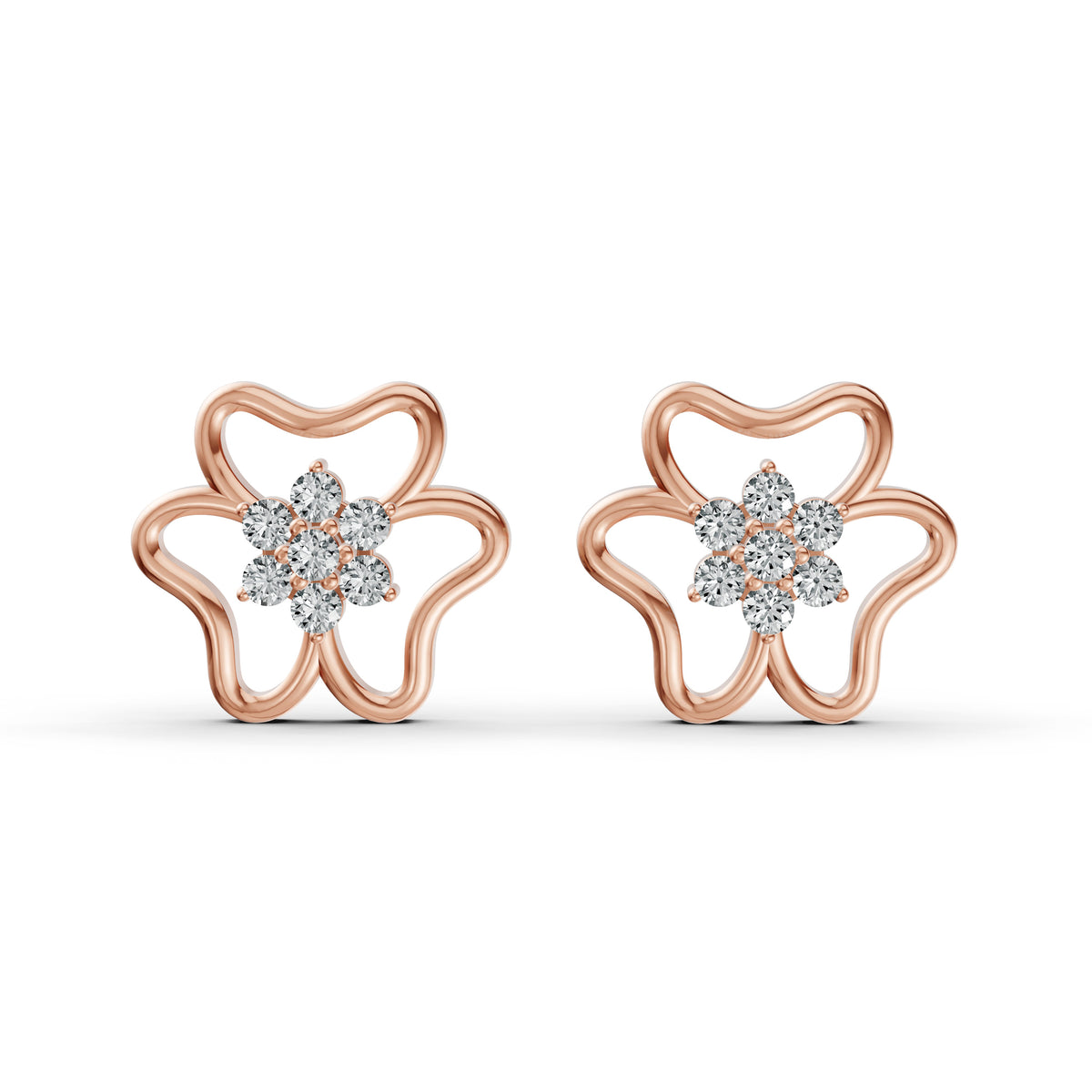 Diamond Flower Stud Earrings