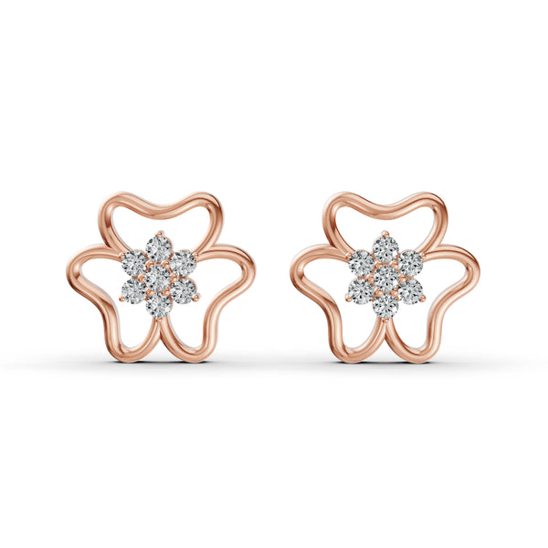 Diamond Flower Stud Earrings
