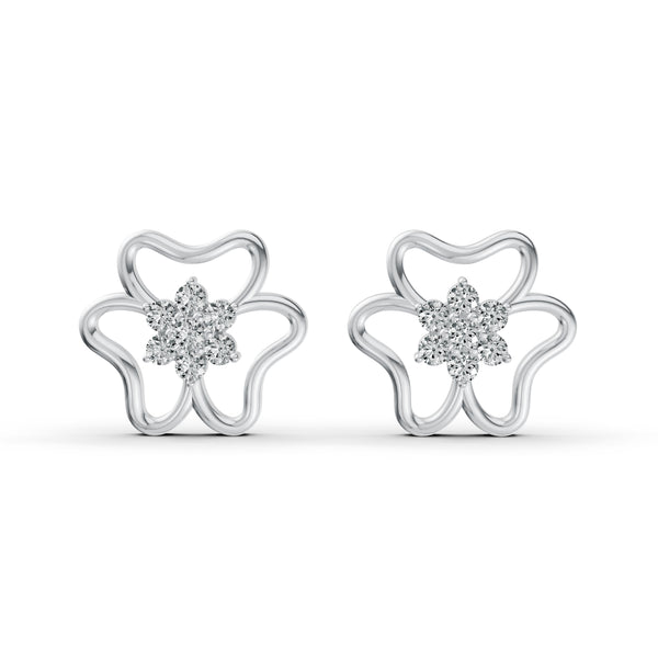 Diamond Flower Stud Earrings