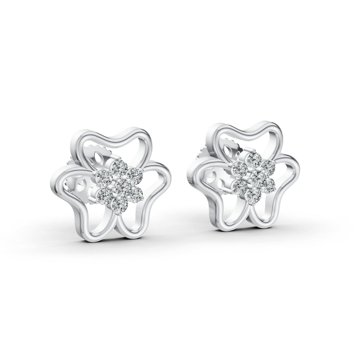 Diamond Flower Stud Earrings