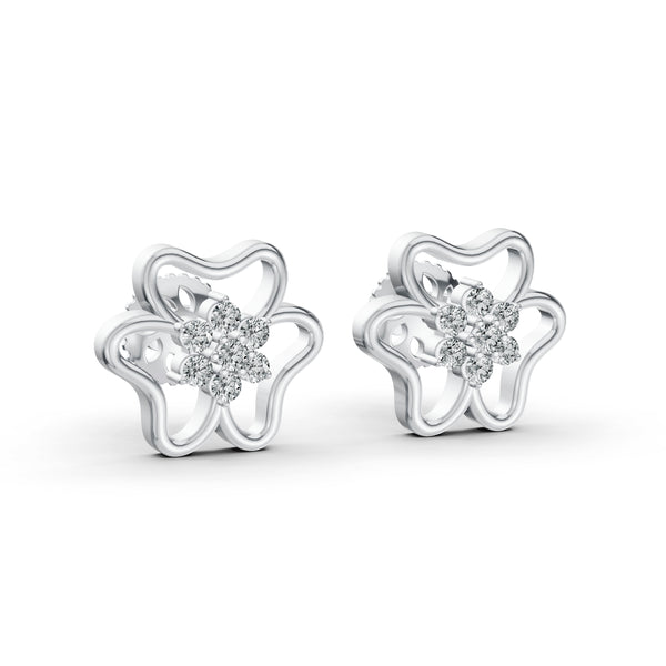 Diamond Flower Stud Earrings
