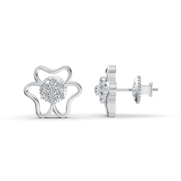 Diamond Flower Stud Earrings