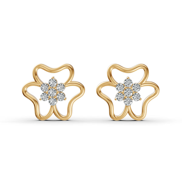 Diamond Flower Stud Earrings