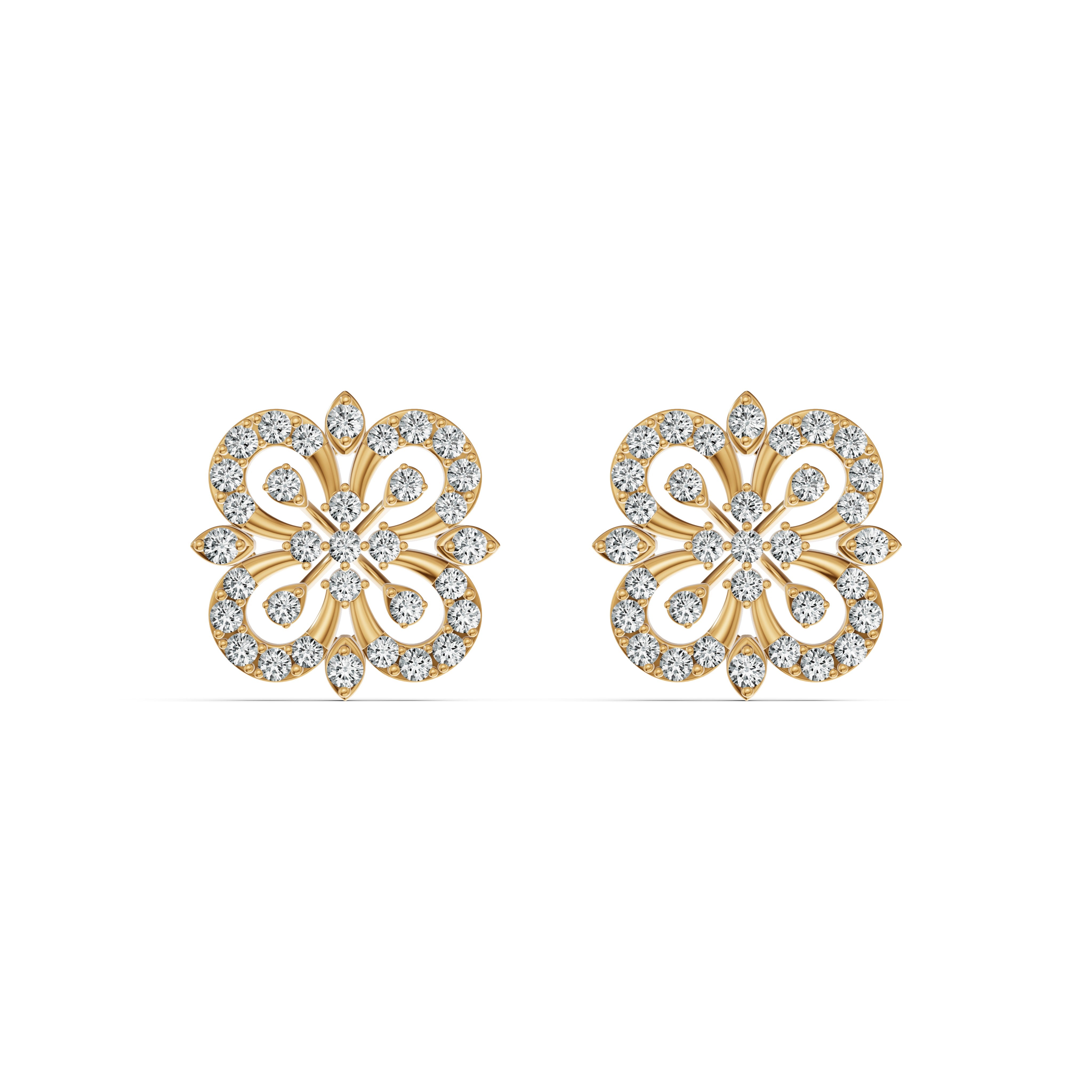 Floral Lace Diamond Stud Earrings