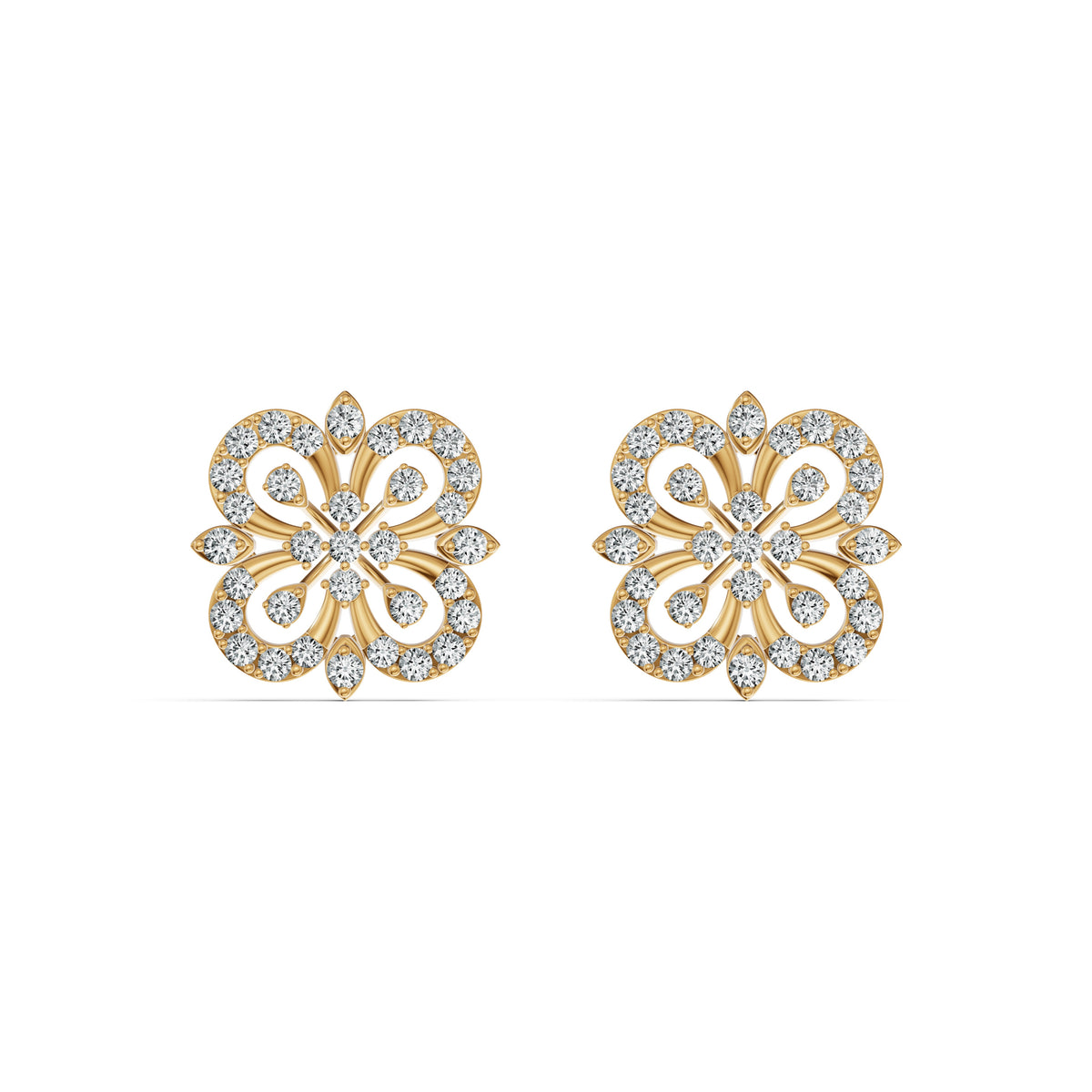 Floral Lace Diamond Stud Earrings