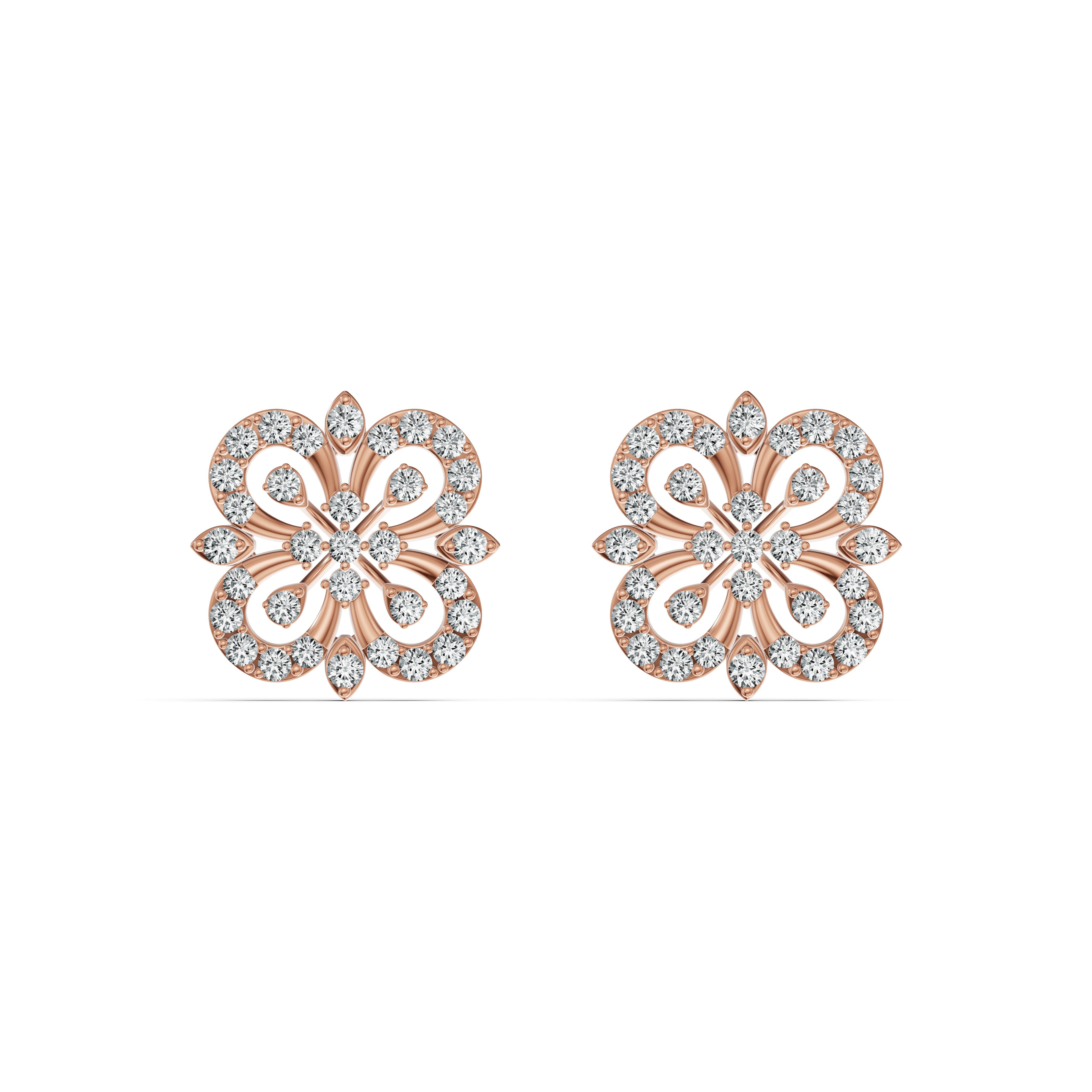 Floral Lace Diamond Stud Earrings