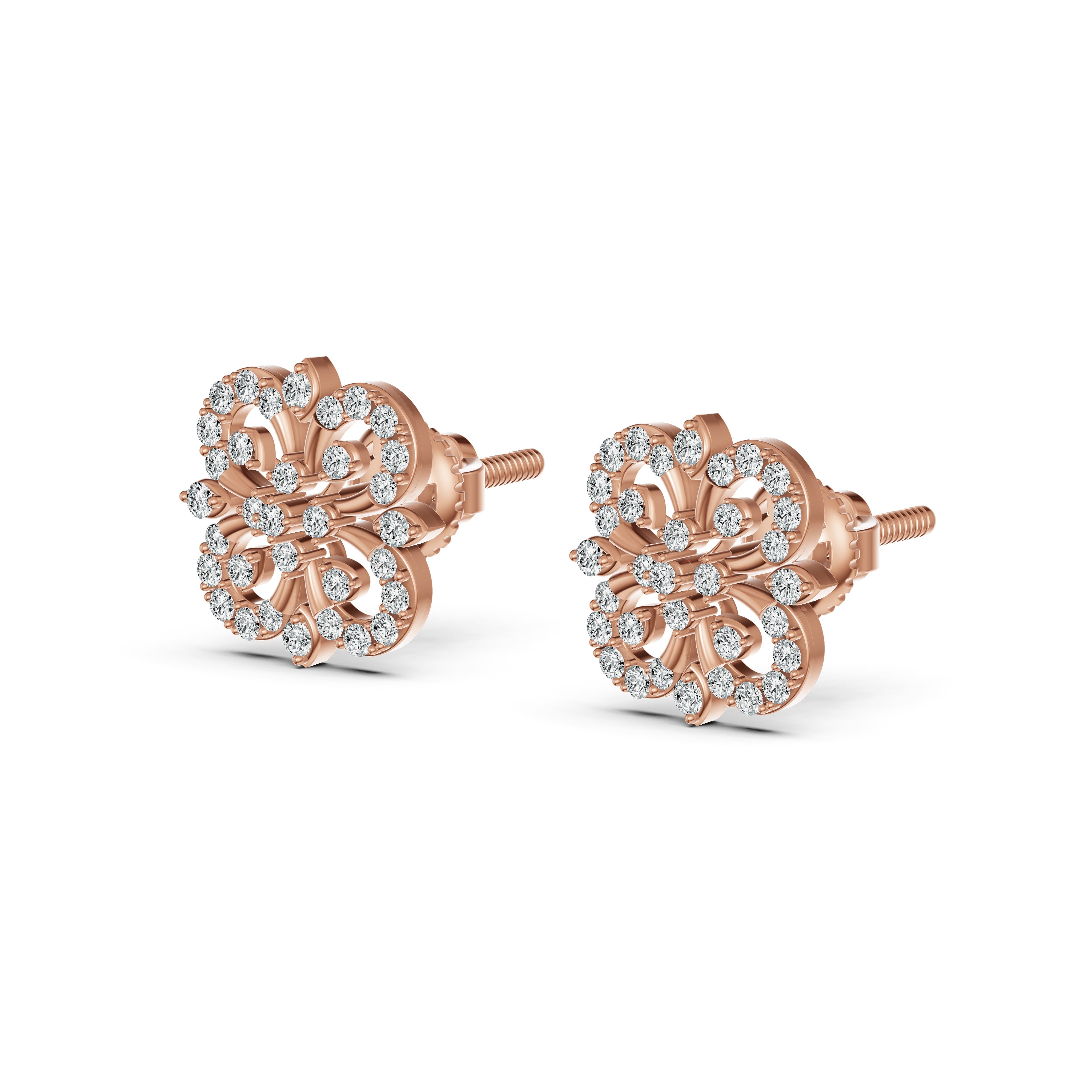 Floral Lace Diamond Stud Earrings