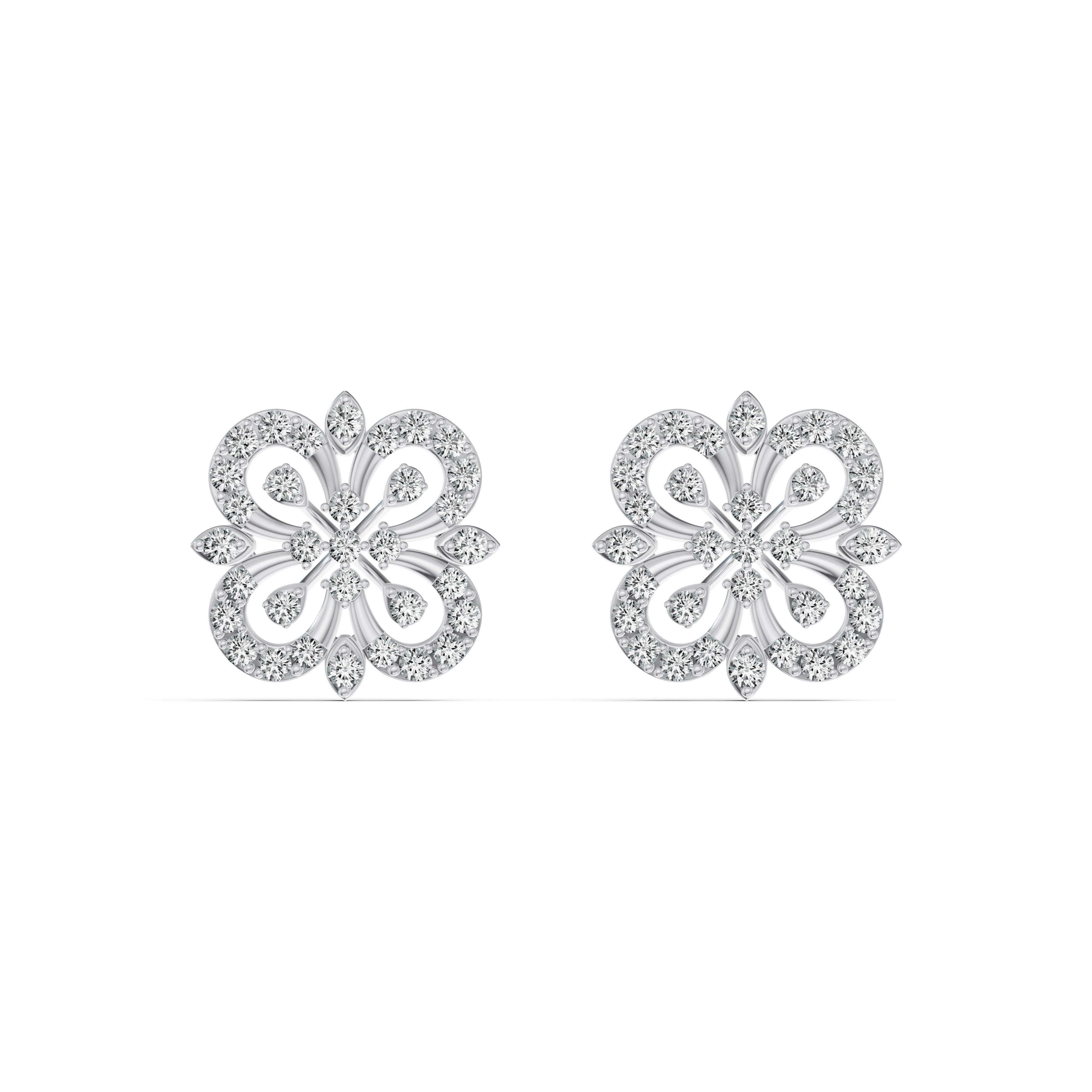Floral Lace Diamond Stud Earrings