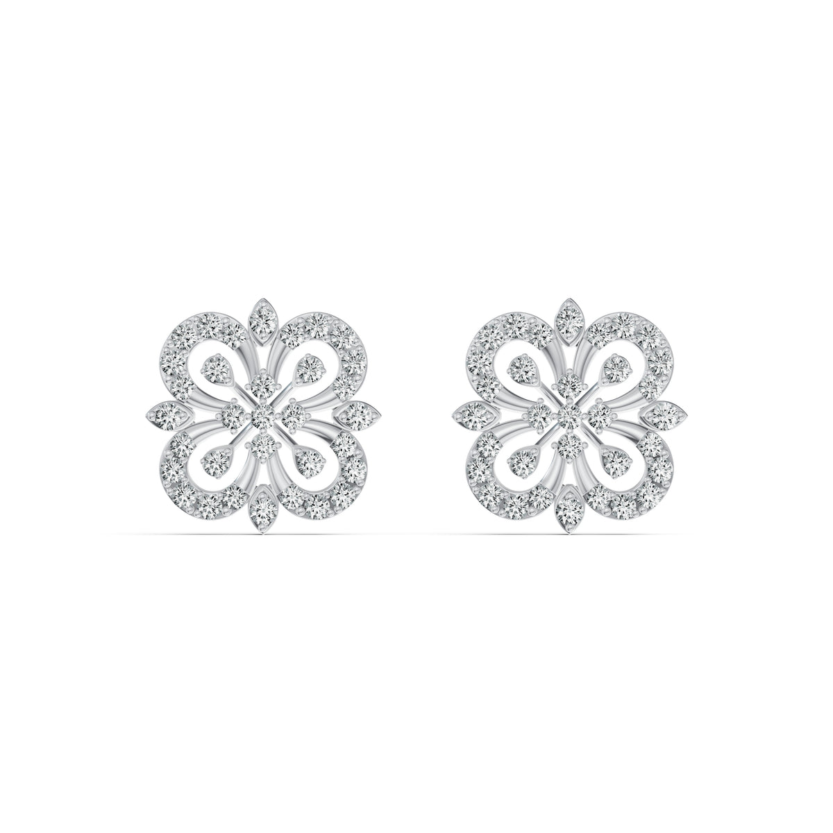 Floral Lace Diamond Stud Earrings