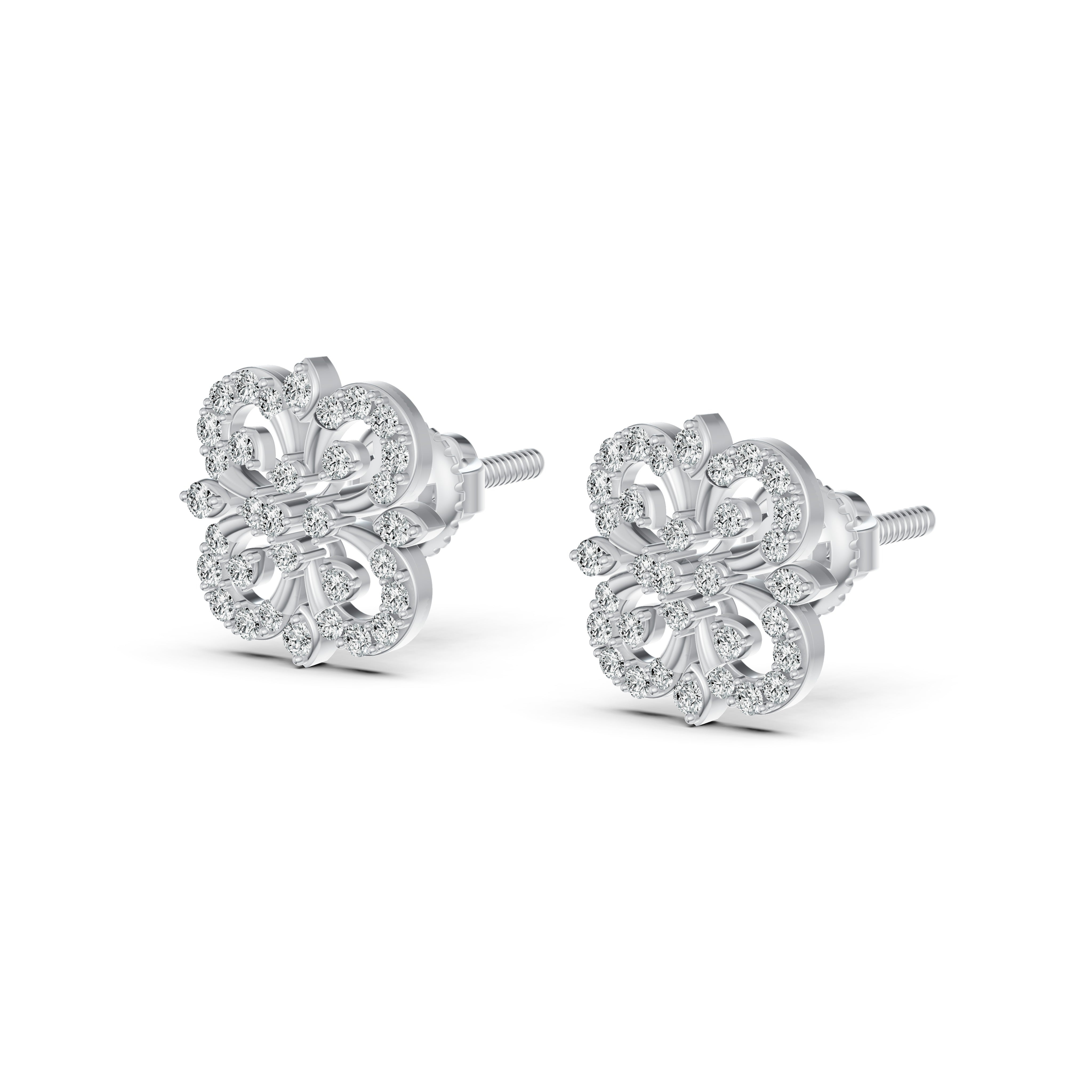 Floral Lace Diamond Stud Earrings