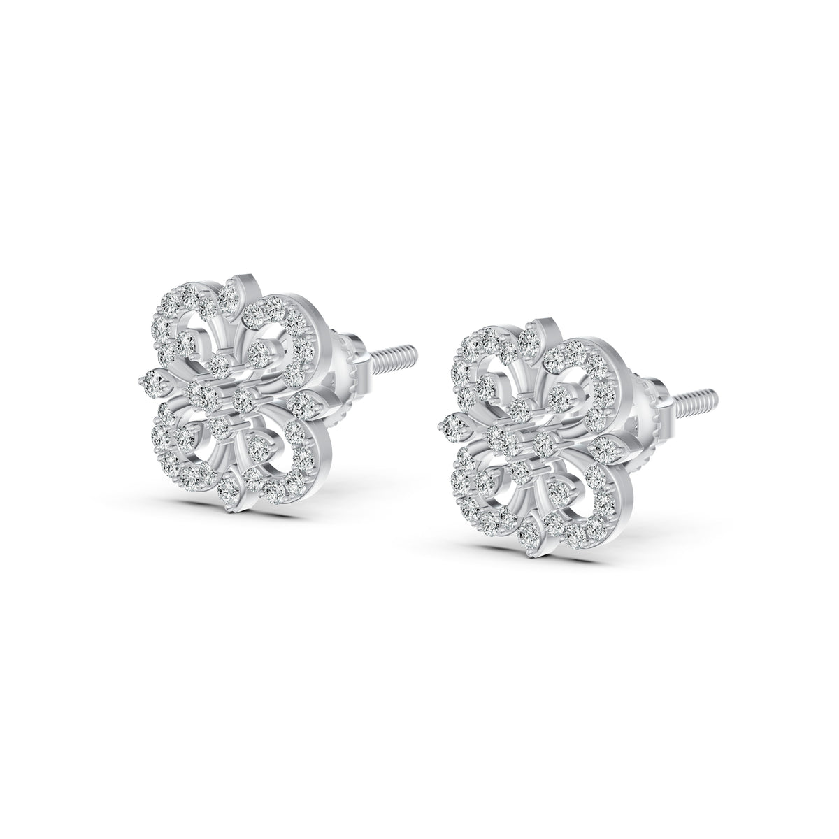 Floral Lace Diamond Stud Earrings
