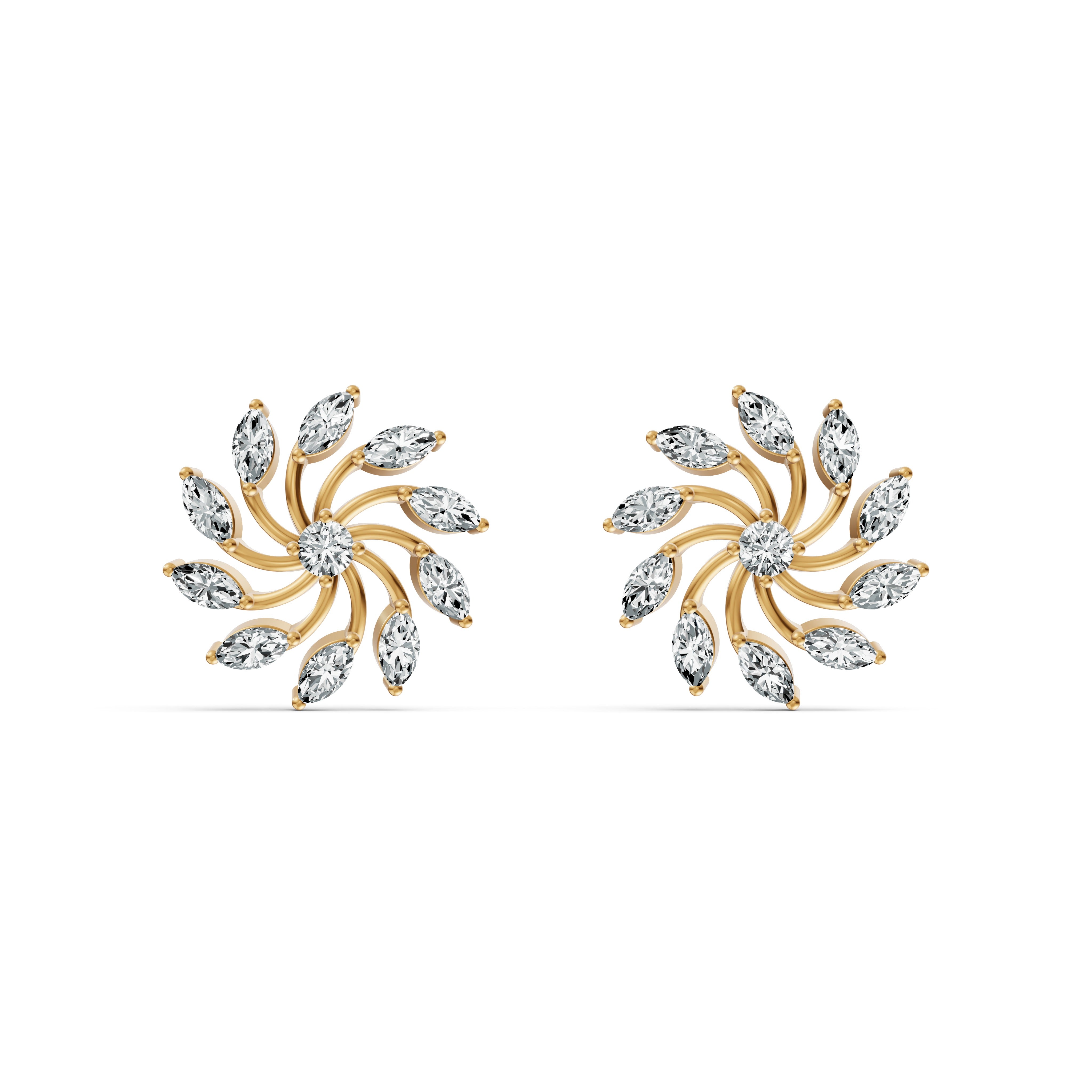 Radiant Sunburst Diamond Stud Earrings