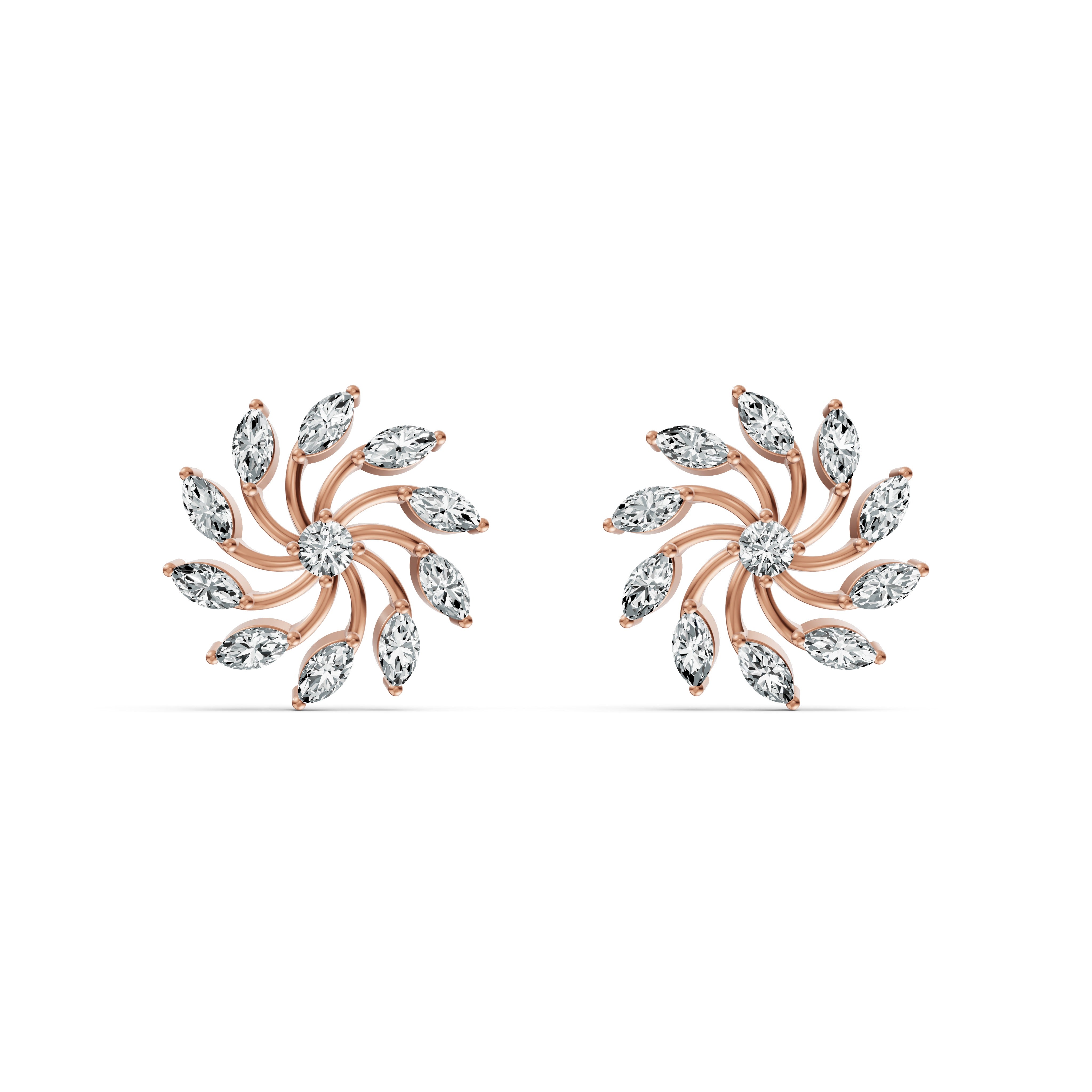 Radiant Sunburst Diamond Stud Earrings