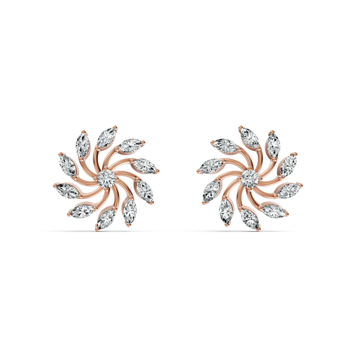 Radiant Sunburst Diamond Stud Earrings