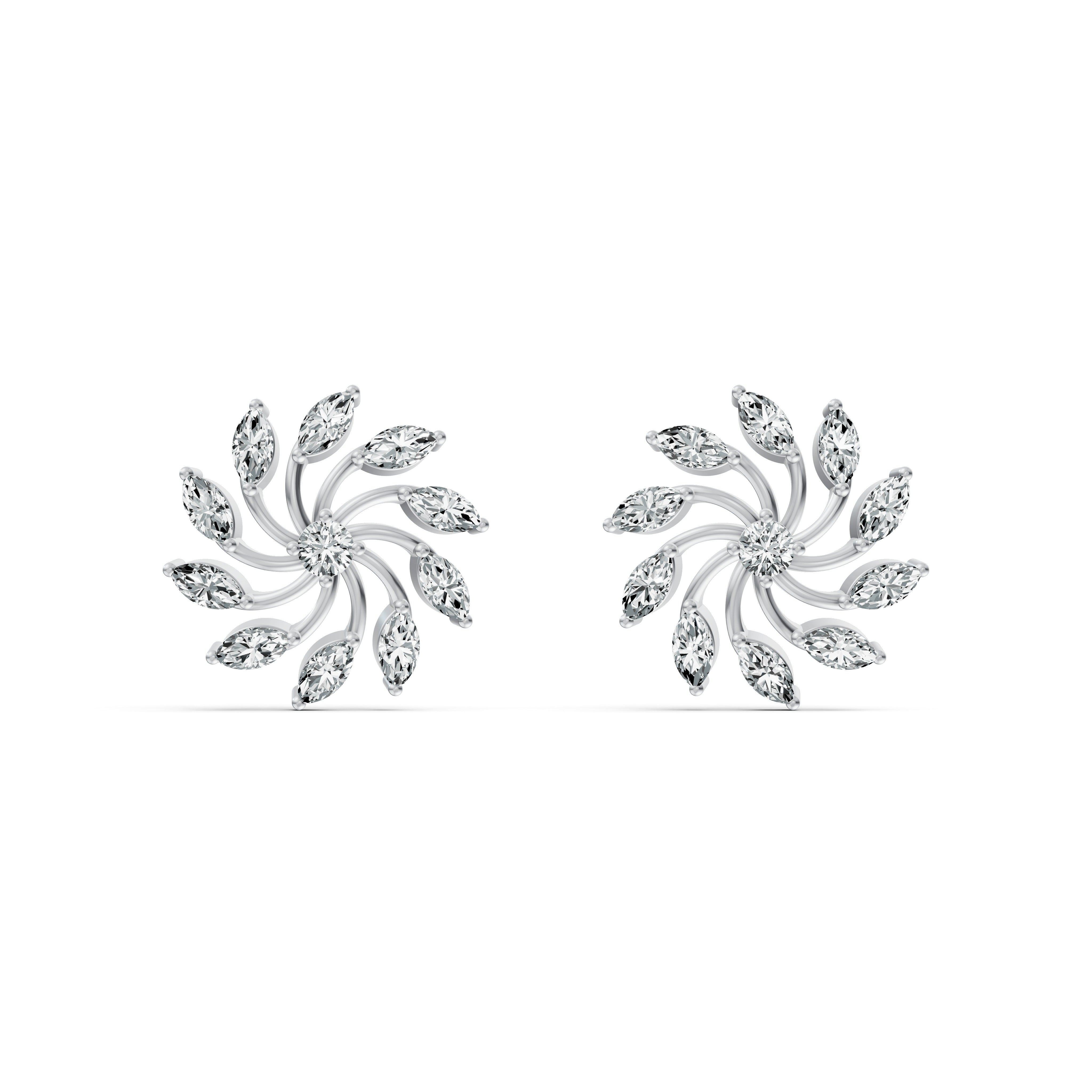 Radiant Sunburst Diamond Stud Earrings