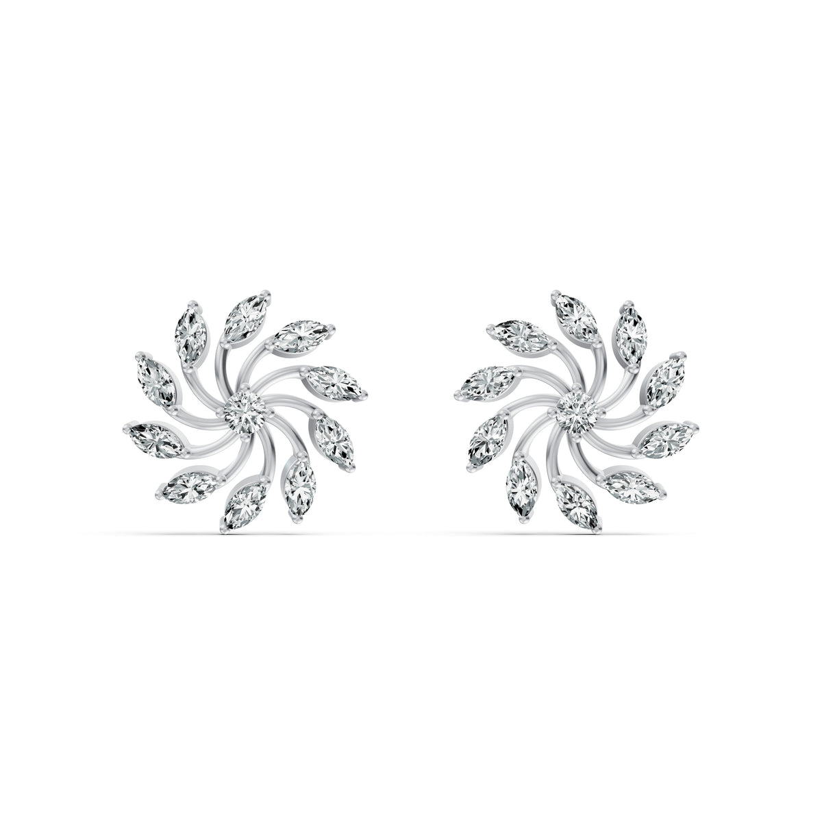 Radiant Sunburst Diamond Stud Earrings