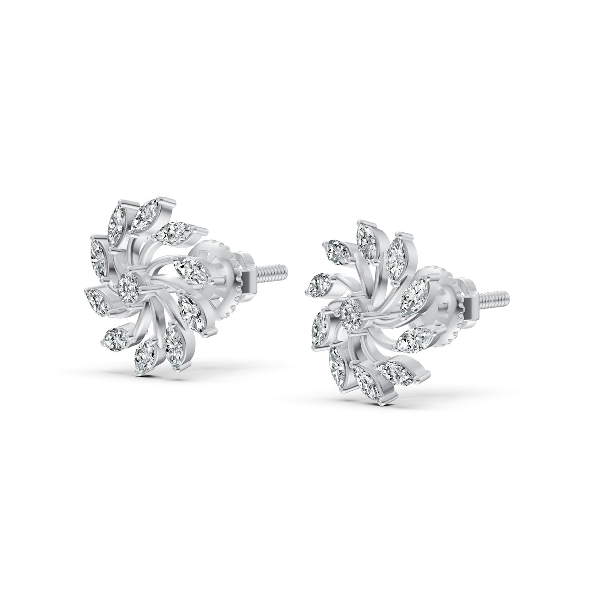 Radiant Sunburst Diamond Stud Earrings