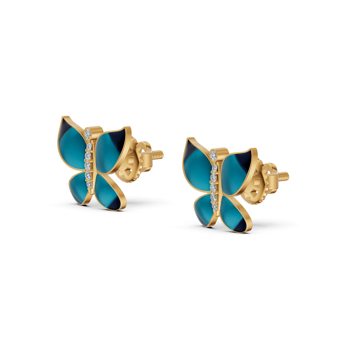 Midnight Butterfly Diamond Stud Earrings