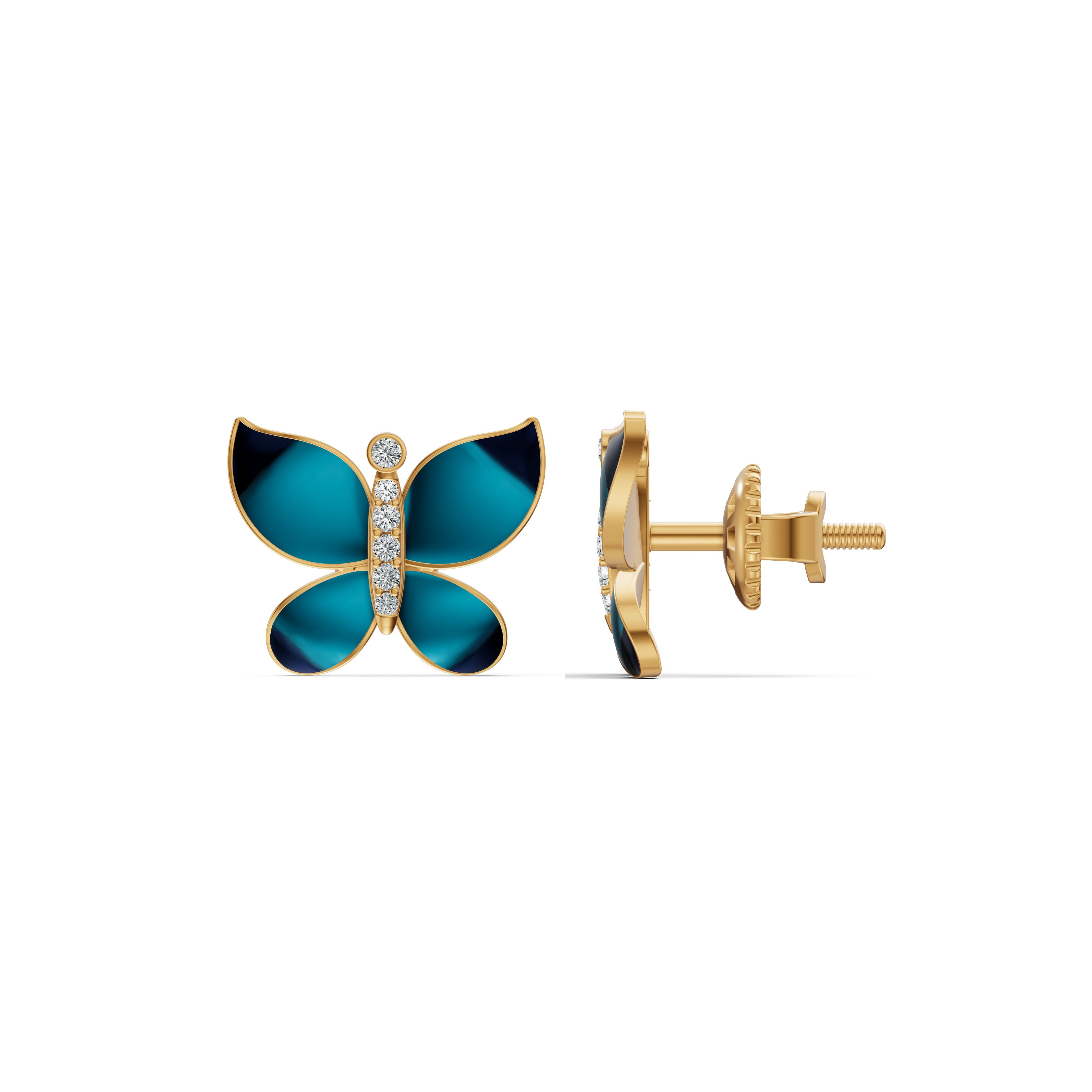 Midnight Butterfly Diamond Stud Earrings
