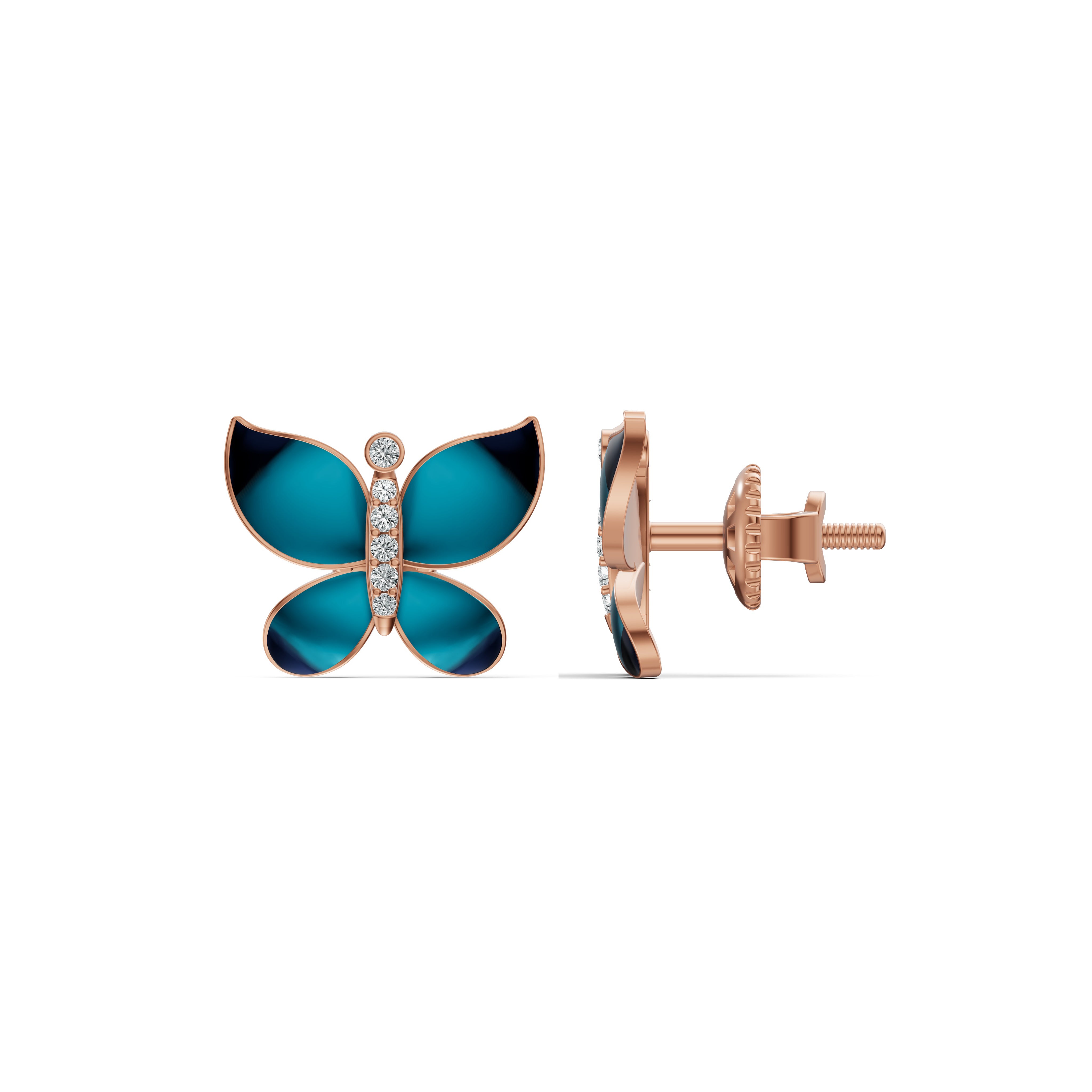 Midnight Butterfly Diamond Stud Earrings