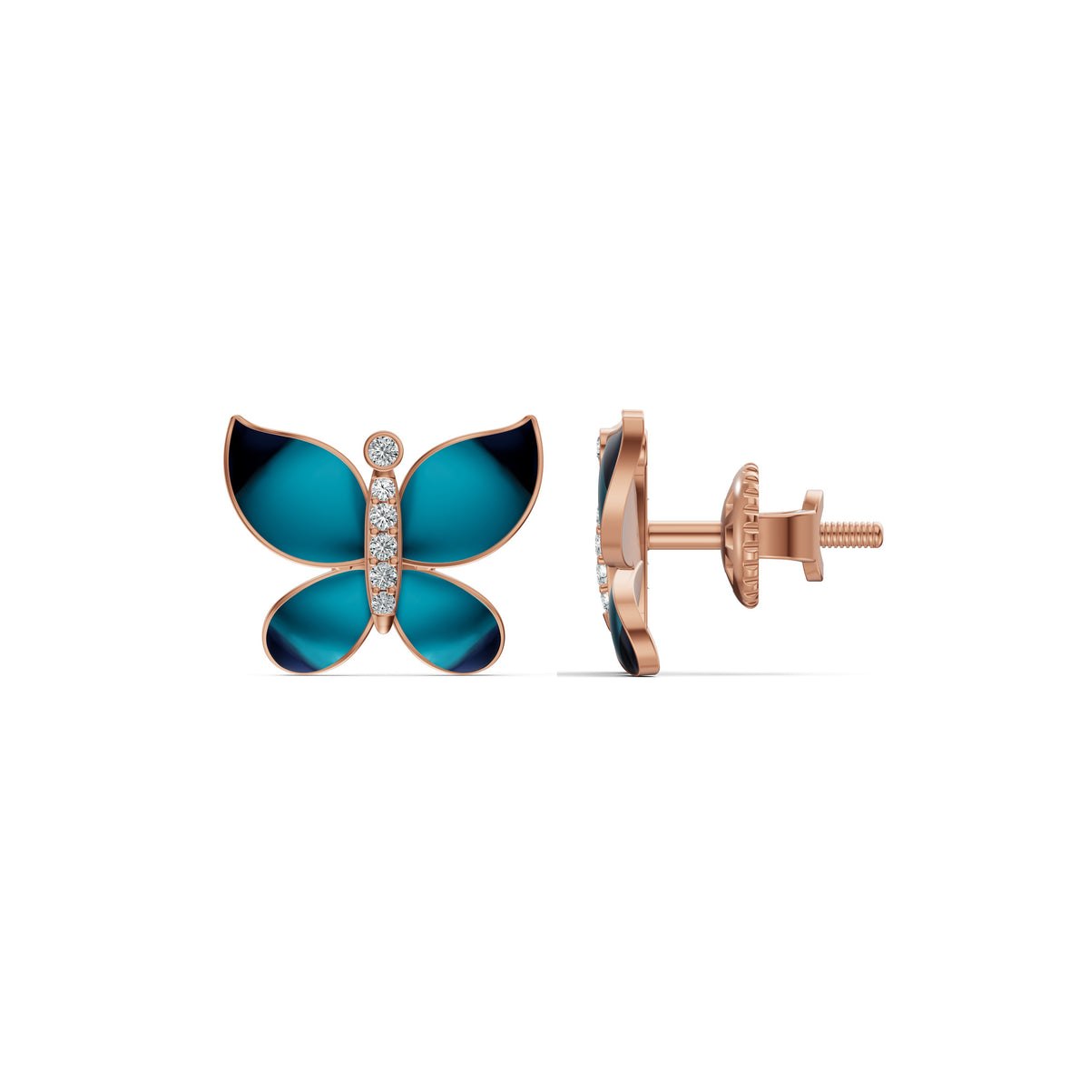 Midnight Butterfly Diamond Stud Earrings
