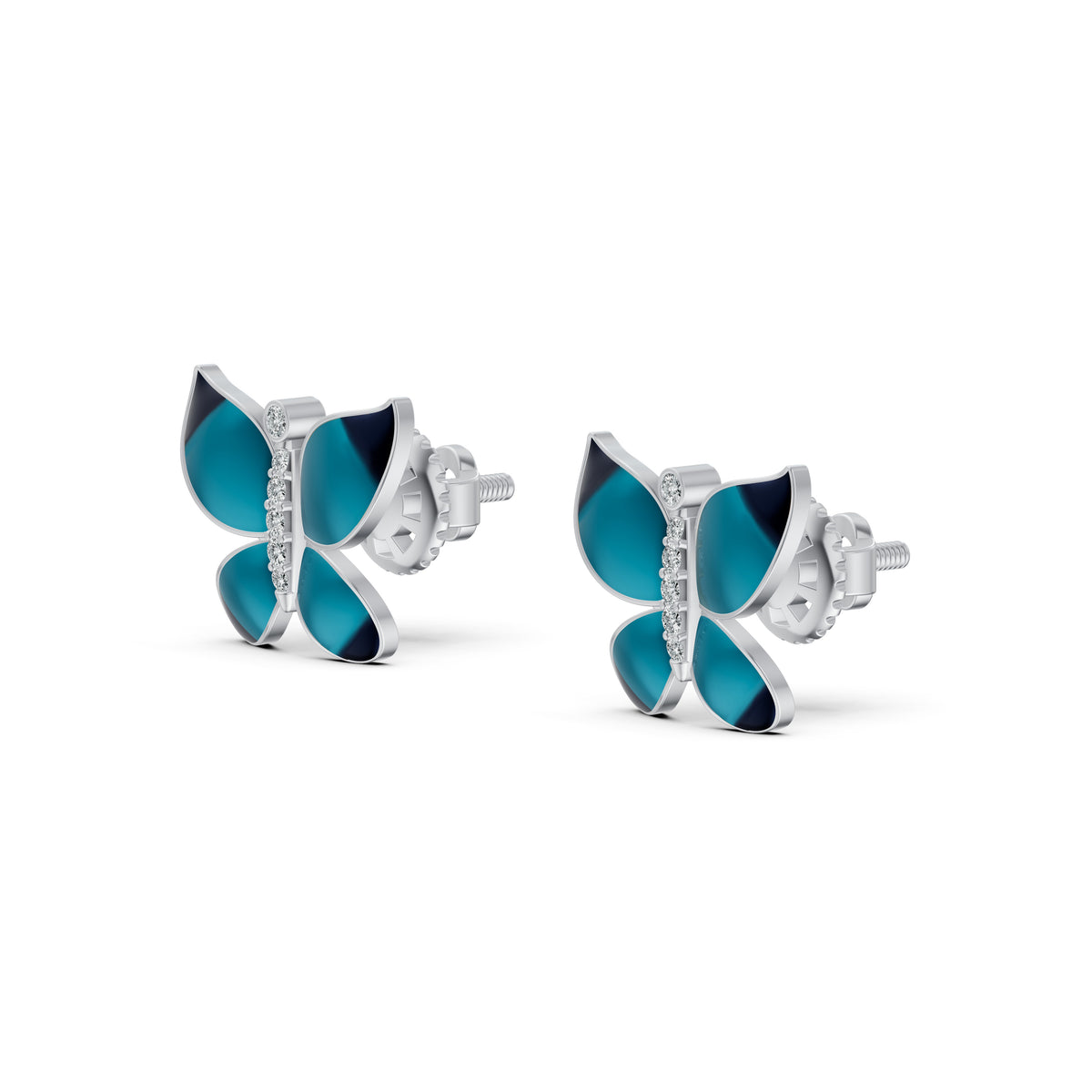 Midnight Butterfly Diamond Stud Earrings