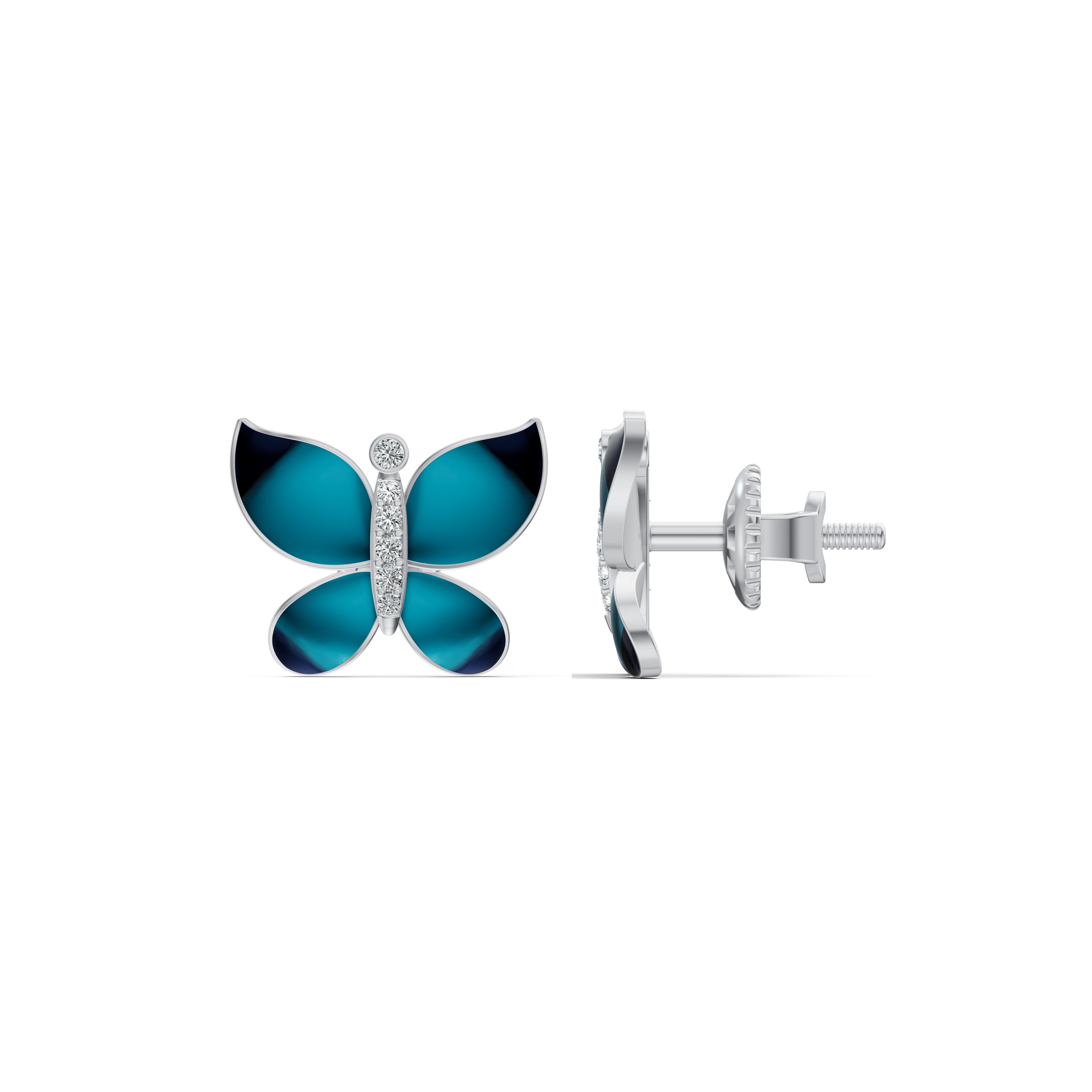 Midnight Butterfly Diamond Stud Earrings
