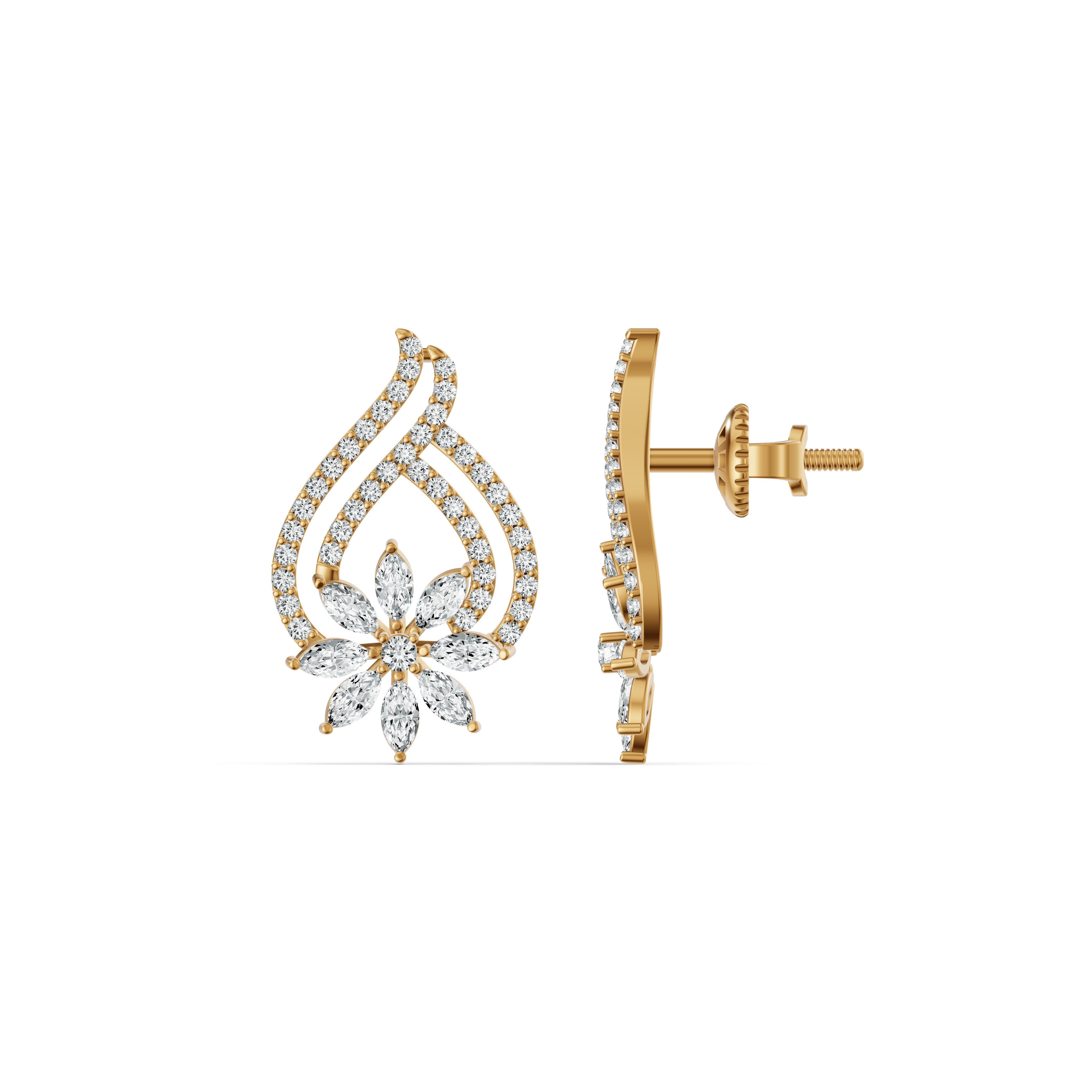 Bloom Veil Diamond Stud Earrings