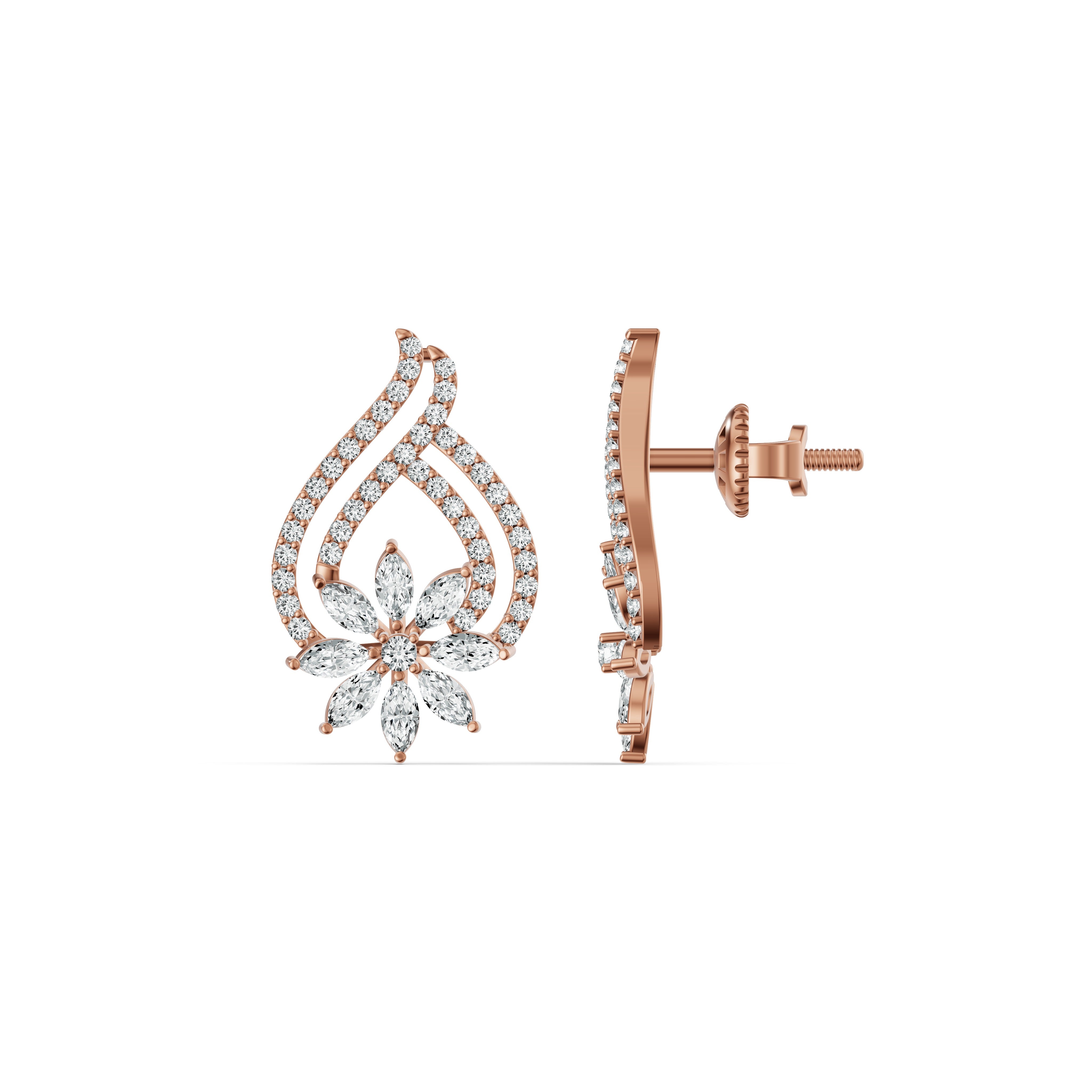 Bloom Veil Diamond Stud Earrings