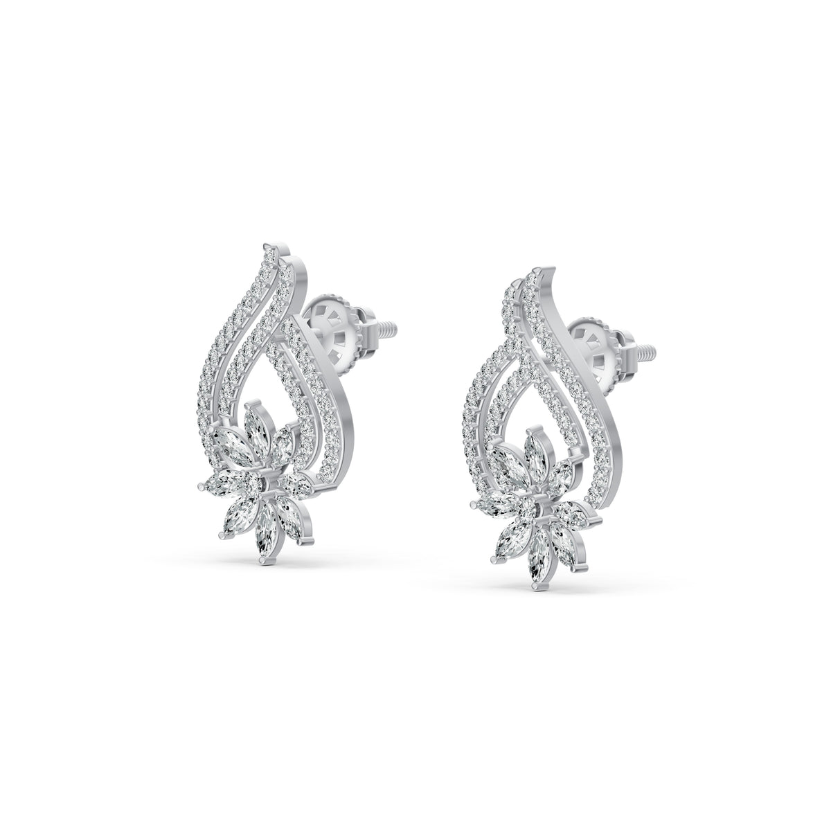 Bloom Veil Diamond Stud Earrings