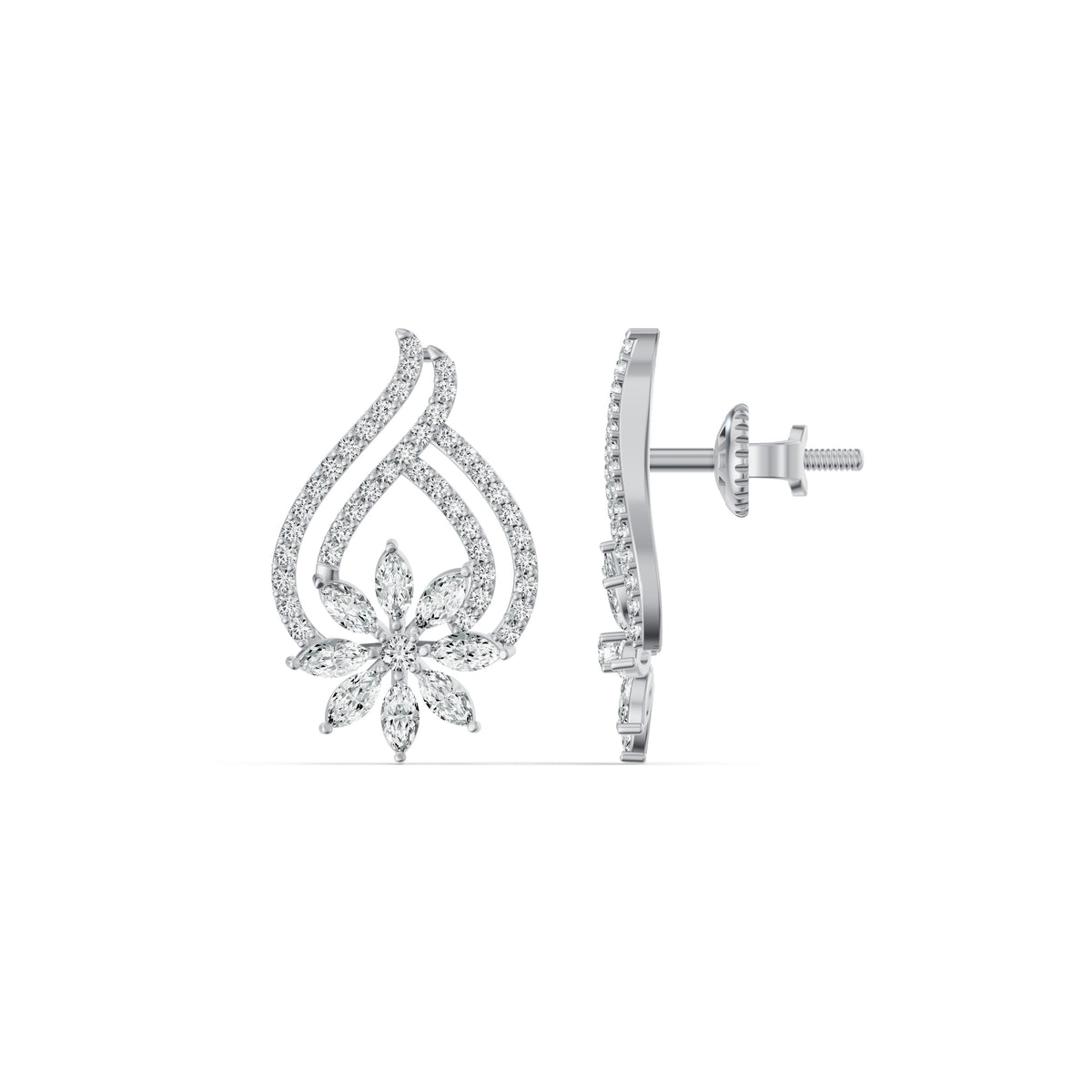 Bloom Veil Diamond Stud Earrings