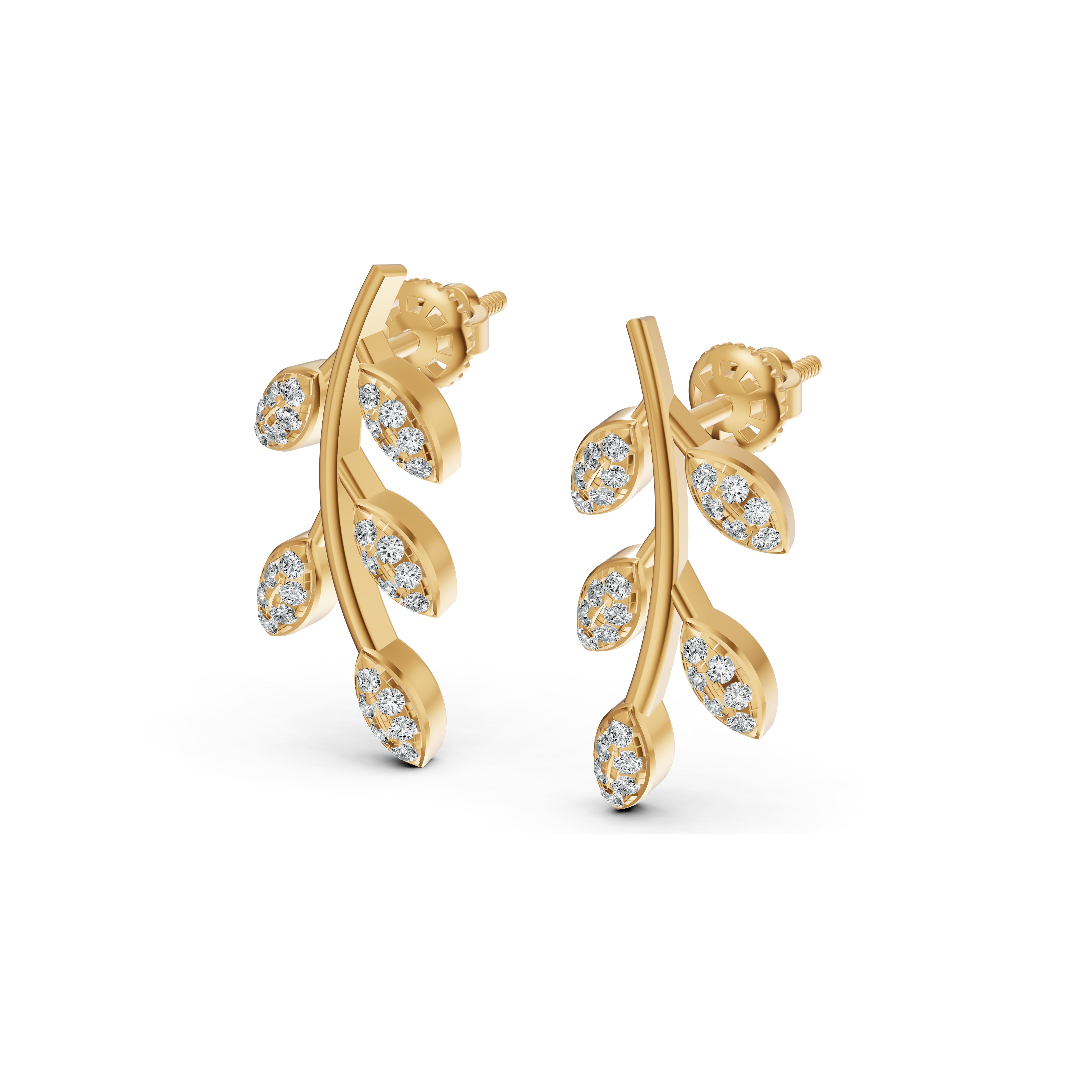 Diamond Leaf Vine Studs